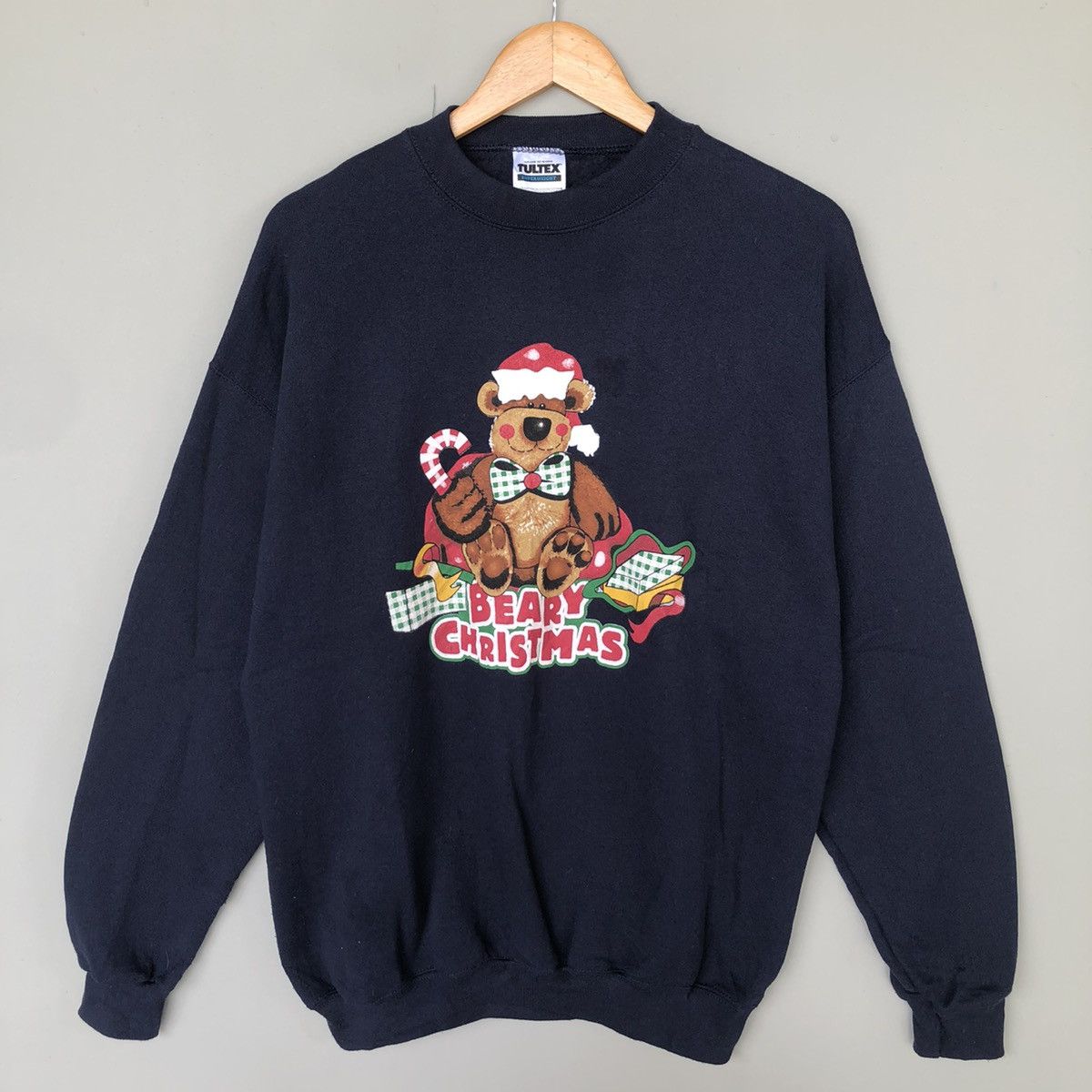 Tultex × Vintage Vintage 90s Tultex Tag Beary Christmas Big Logo Printed Size US L / EU 52-54 / 3 - 1 Thumbnail