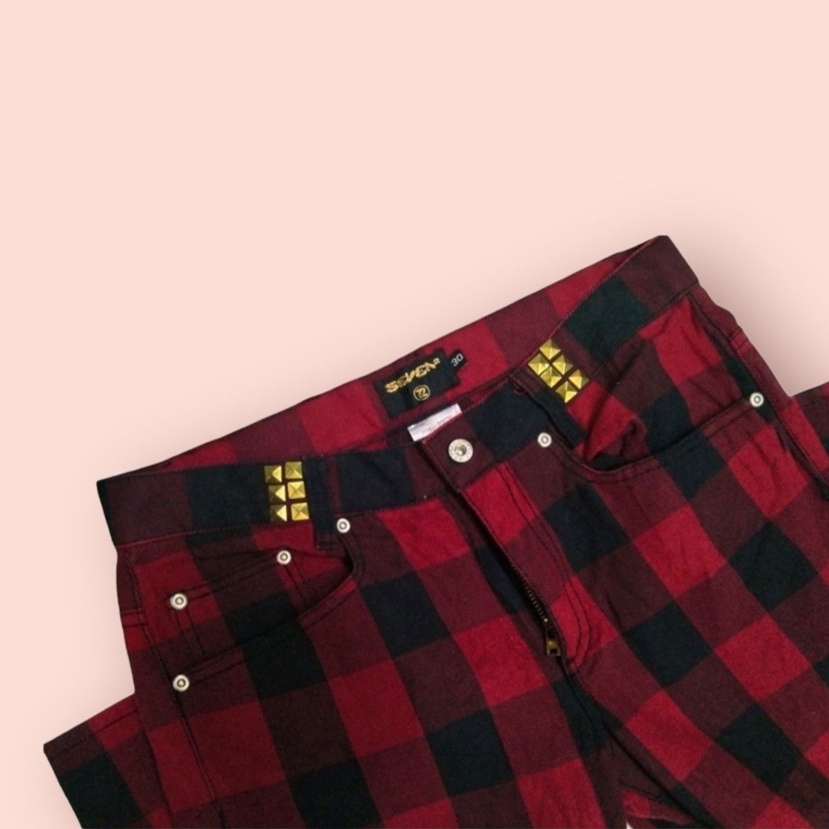 Japanese Brand SEVEN2 SLIM STRAIGHT LEG TARTAN DENIM Size US 30 / EU 46 - 21 Thumbnail