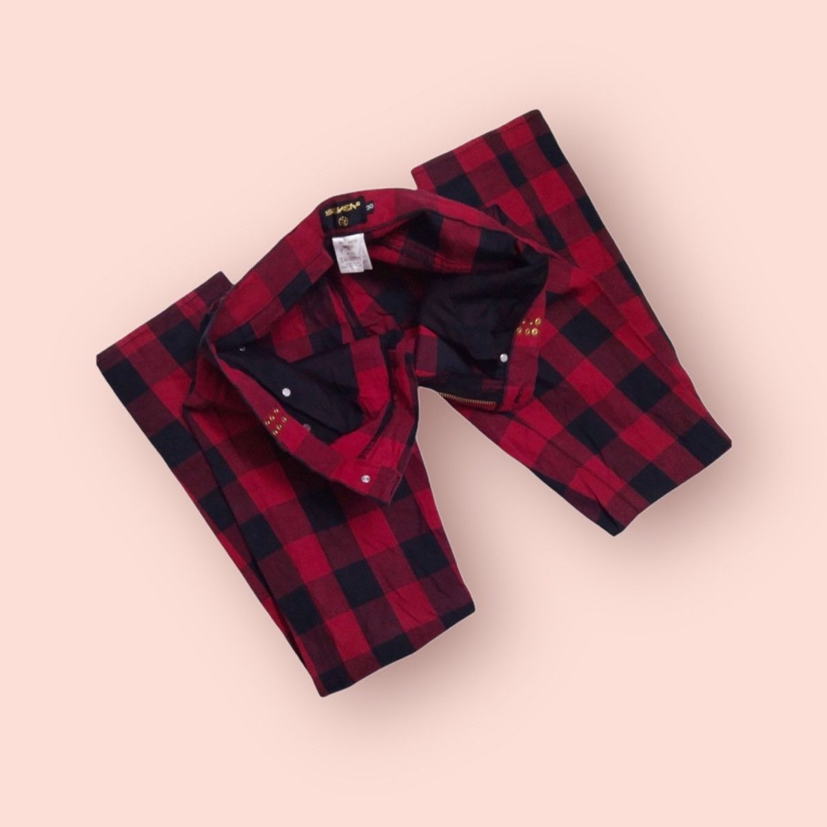 Japanese Brand SEVEN2 SLIM STRAIGHT LEG TARTAN DENIM Size US 30 / EU 46 - 17 Thumbnail