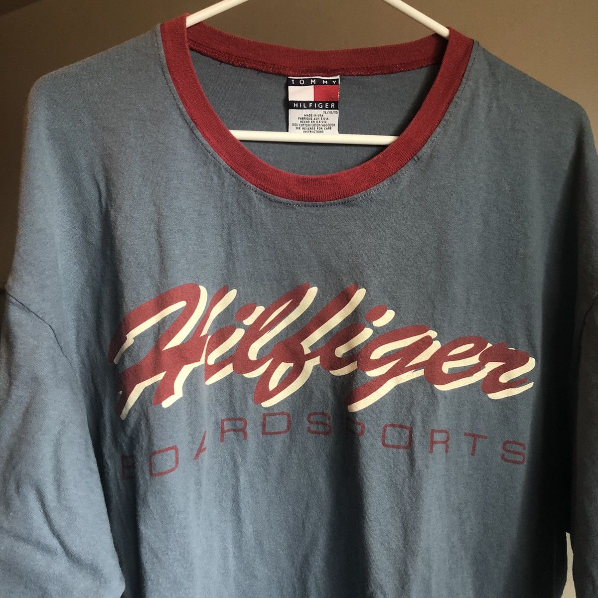 Tommy Hilfiger Vintage 90s Tommy Hilfiger Jeans Board Sports Logo Ring Tee Size US XL / EU 56 / 4 - 4 Thumbnail