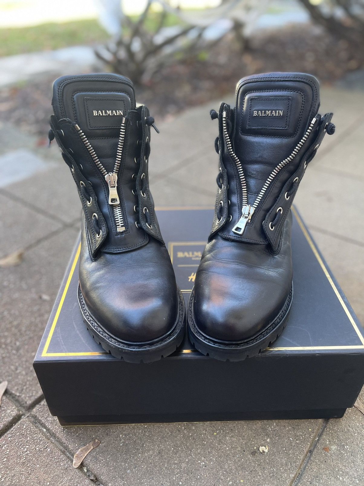 Balmain Balmain X H M H M Balmain Taiga Ranger Black Leather Zip Up Boots Grailed