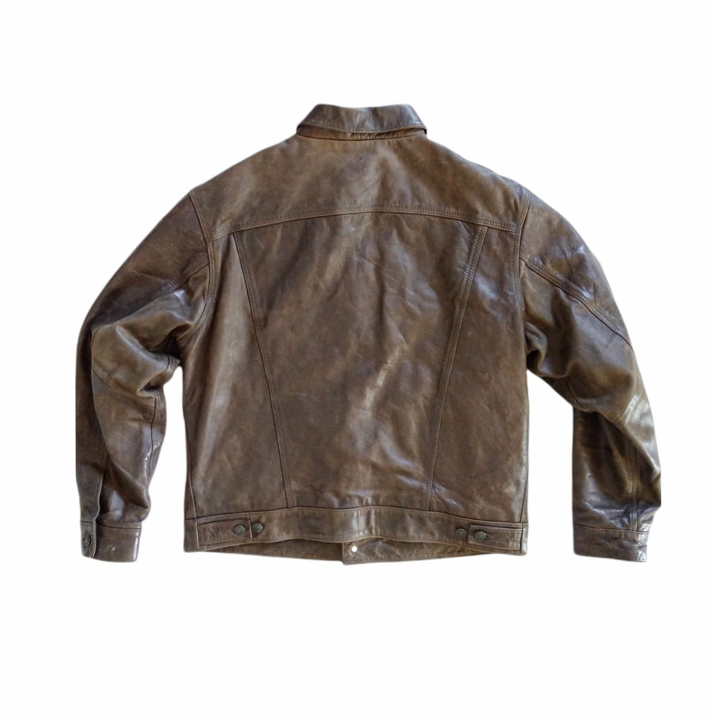Gap Vintage Gap Leather Trucker Jacket Brown Large Size US L / EU 52-54 / 3 - 8 Thumbnail