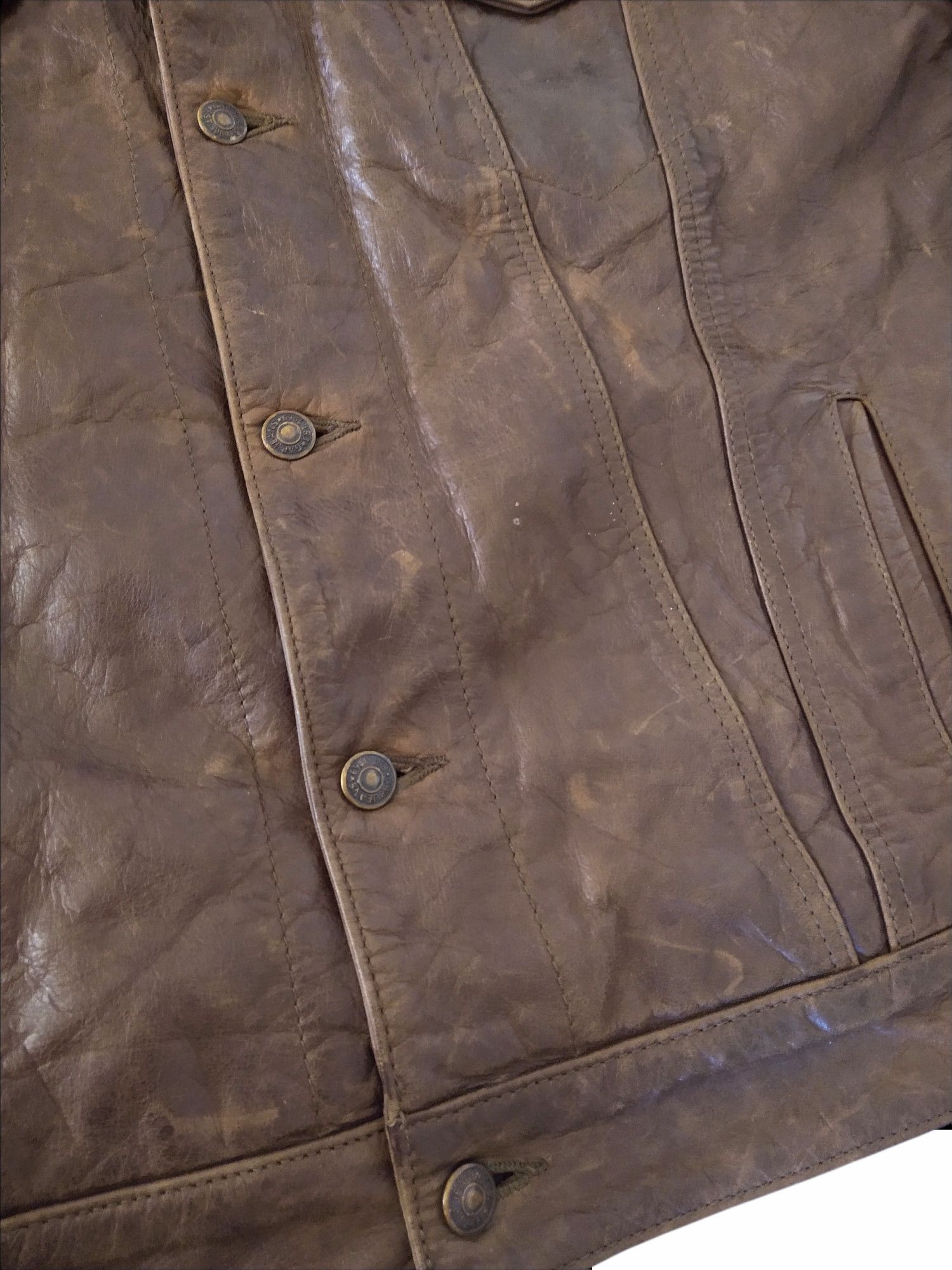 Gap Vintage Gap Leather Trucker Jacket Brown Large Size US L / EU 52-54 / 3 - 6 Thumbnail