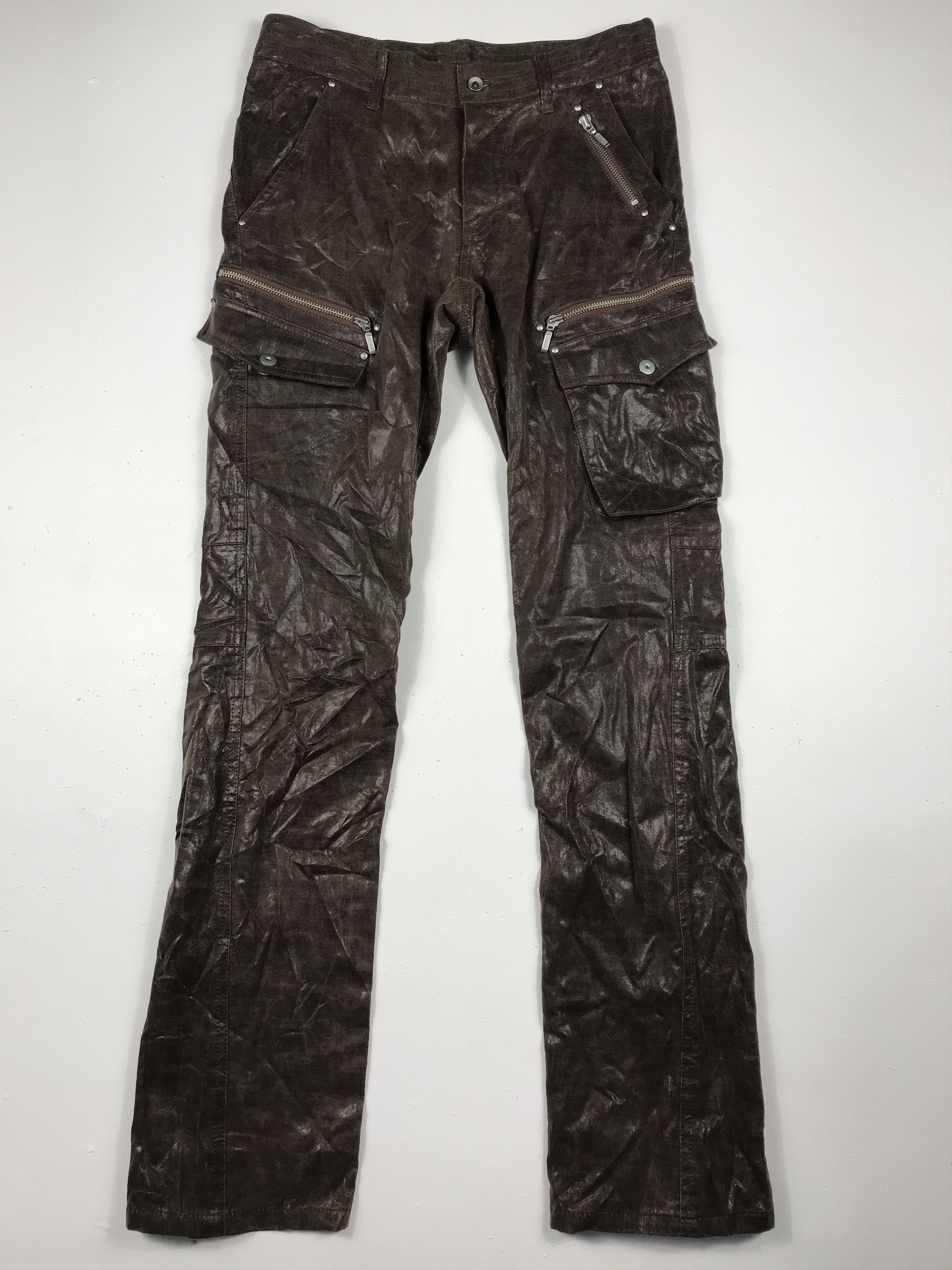 Japanese Brand RARE 90s Leather Multiple Pocket Cargo Pants Size US 29 - 2 Thumbnail