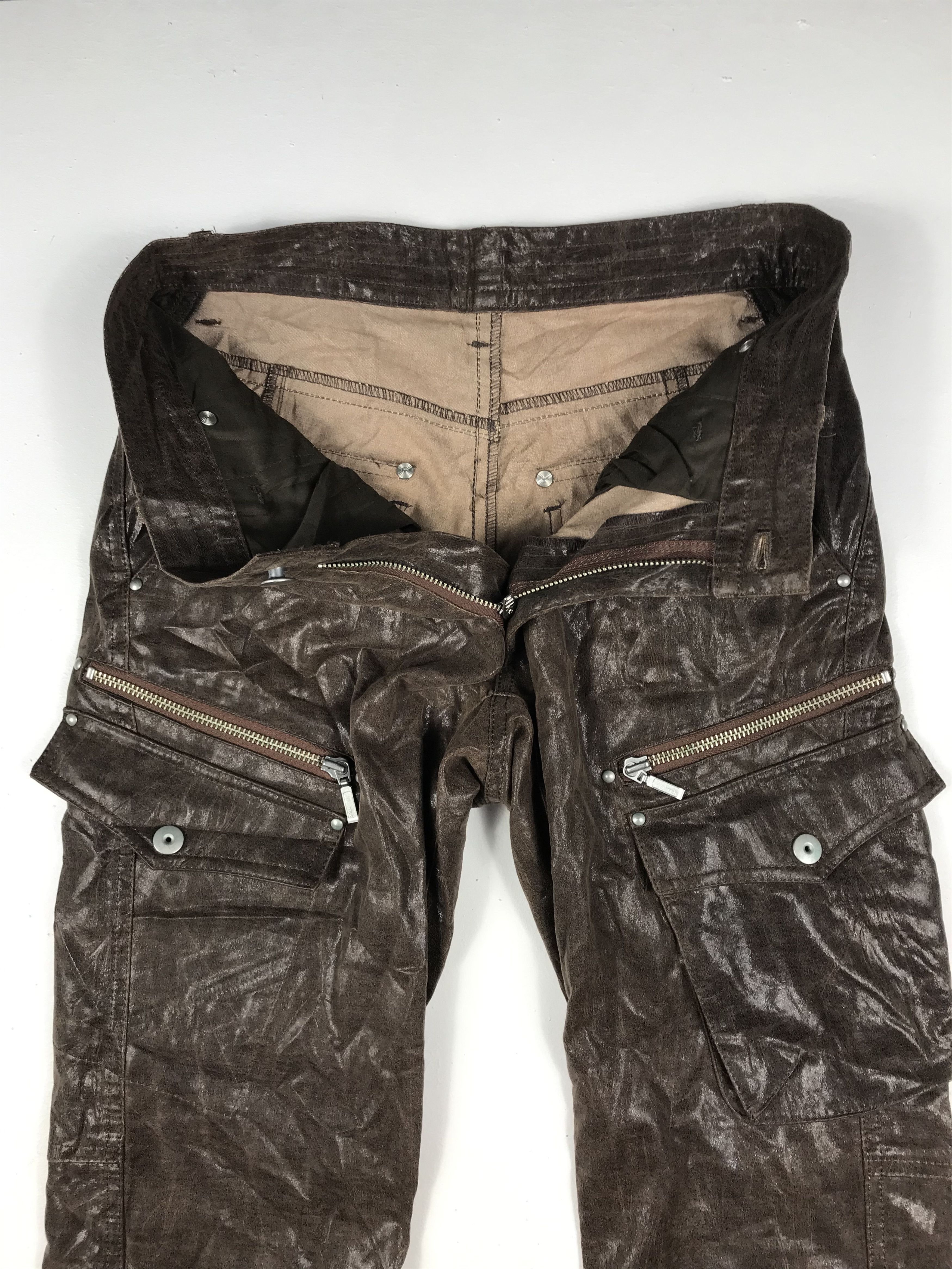 Japanese Brand RARE 90s Leather Multiple Pocket Cargo Pants Size US 29 - 1 Thumbnail