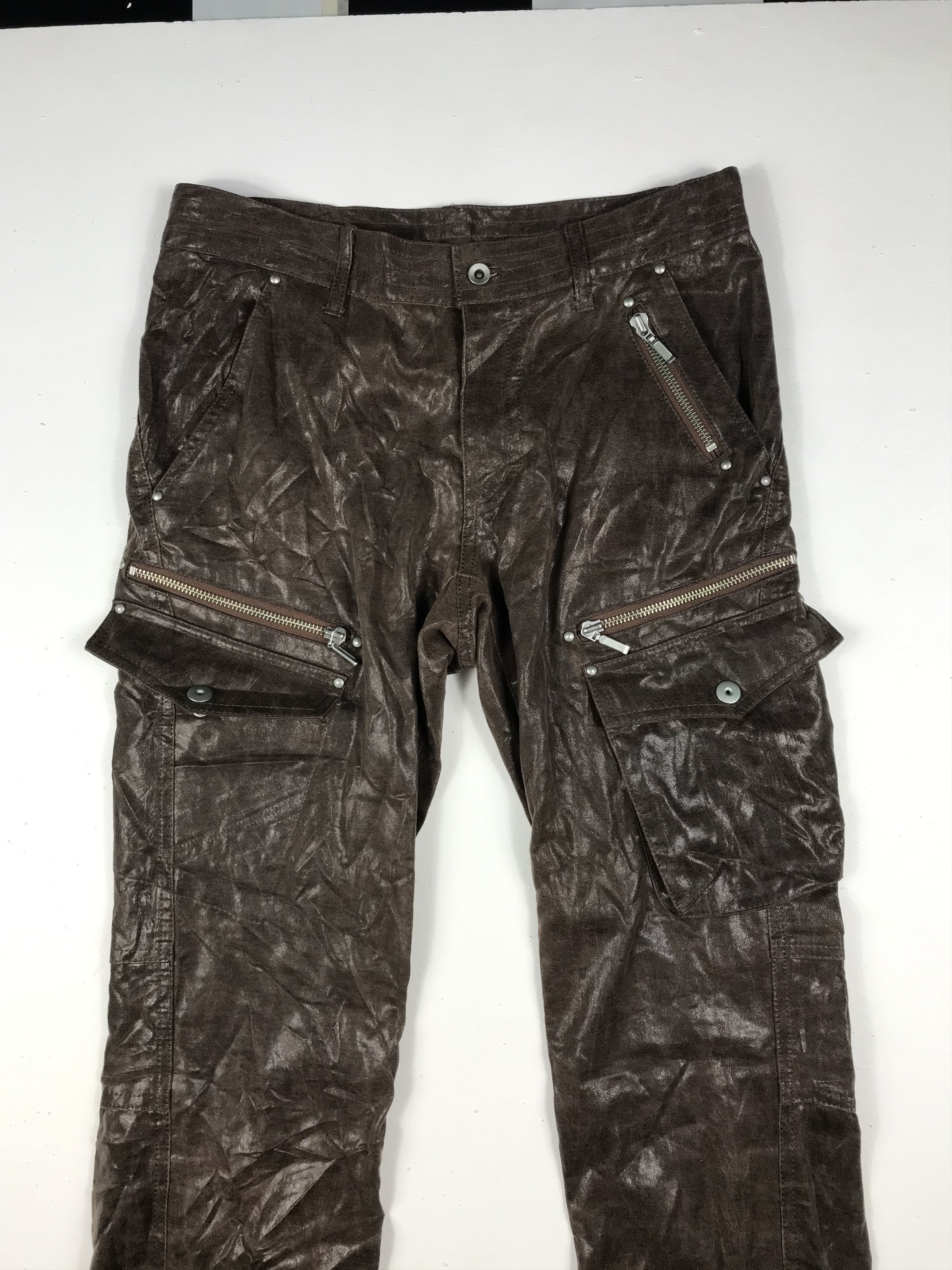 Japanese Brand RARE 90s Leather Multiple Pocket Cargo Pants Size US 29 - 3 Thumbnail