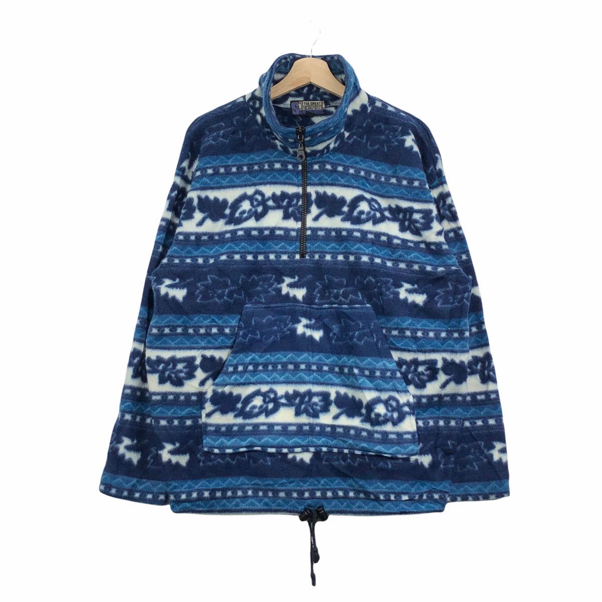 Vintage All Over Print Floral Geometric Half Zipper Fleece