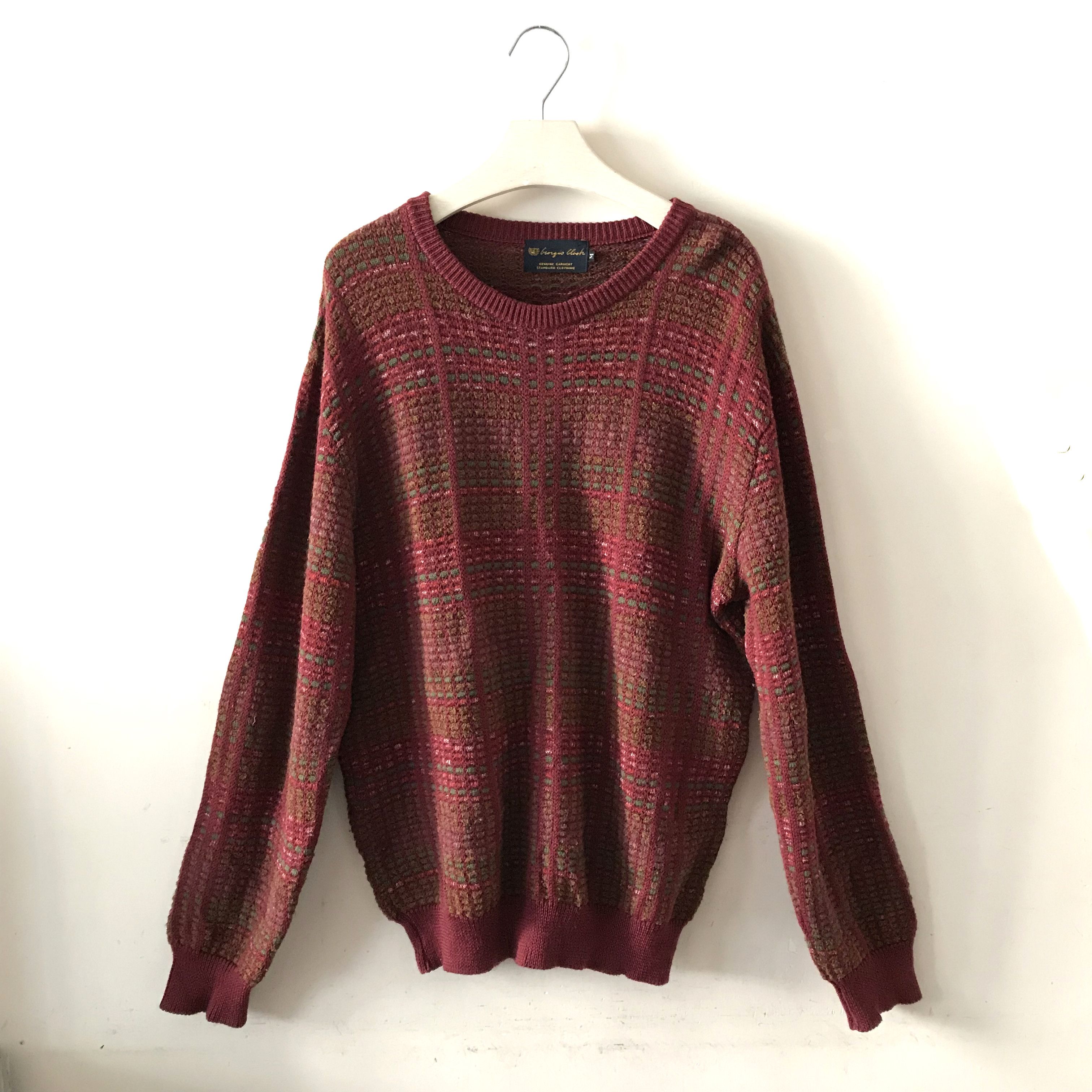Japanese Brand × Other × Vintage Red and green wool jumper Made in Japan Size US M / EU 48-50 / 2 - 1 Thumbnail