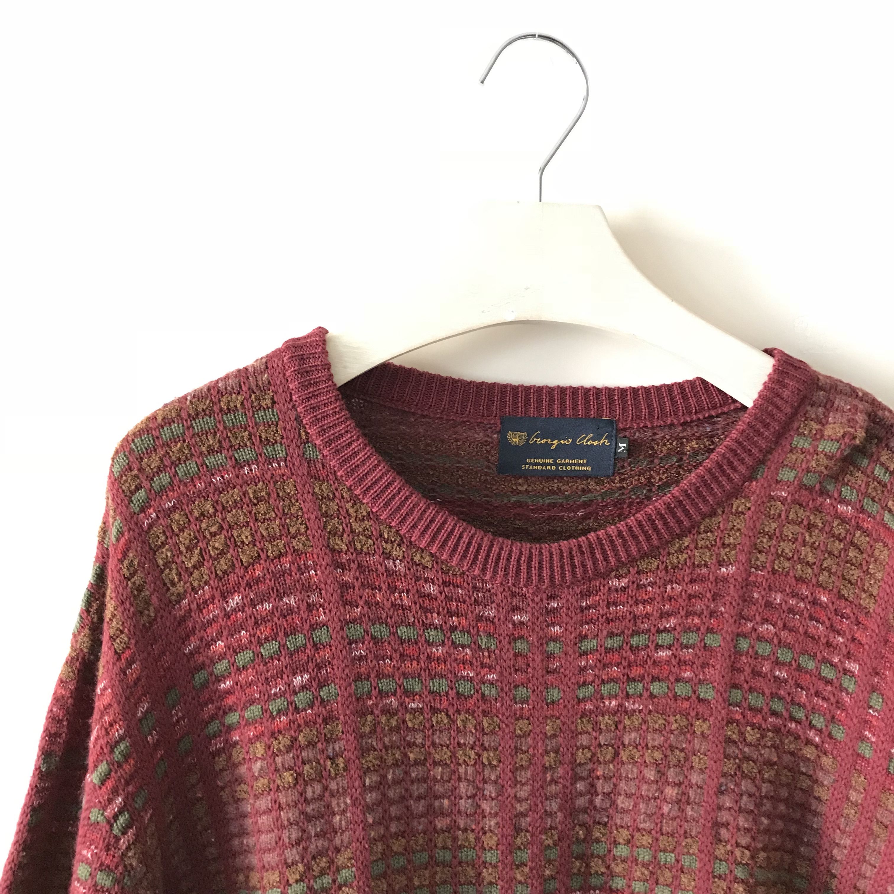 Japanese Brand × Other × Vintage Red and green wool jumper Made in Japan Size US M / EU 48-50 / 2 - 2 Thumbnail