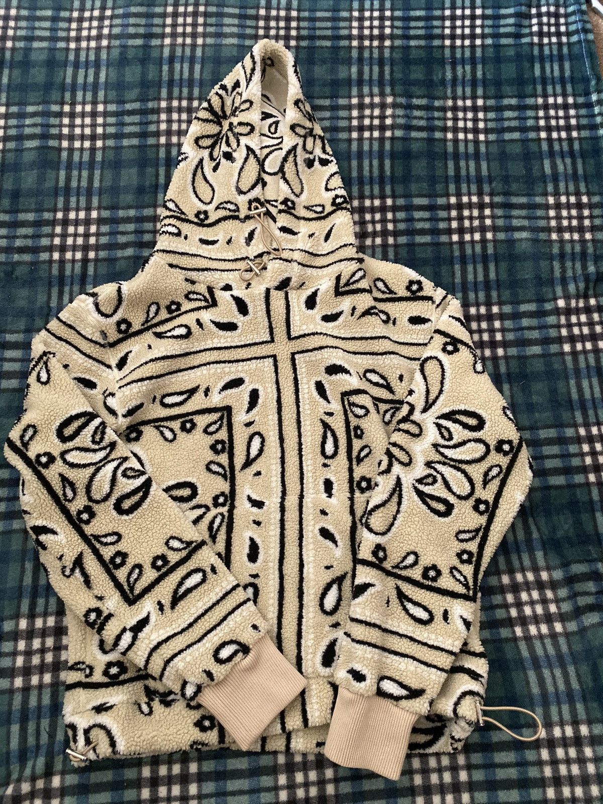 Amiri Amiri Bandana Print Fleece Hoodie Natural Grailed