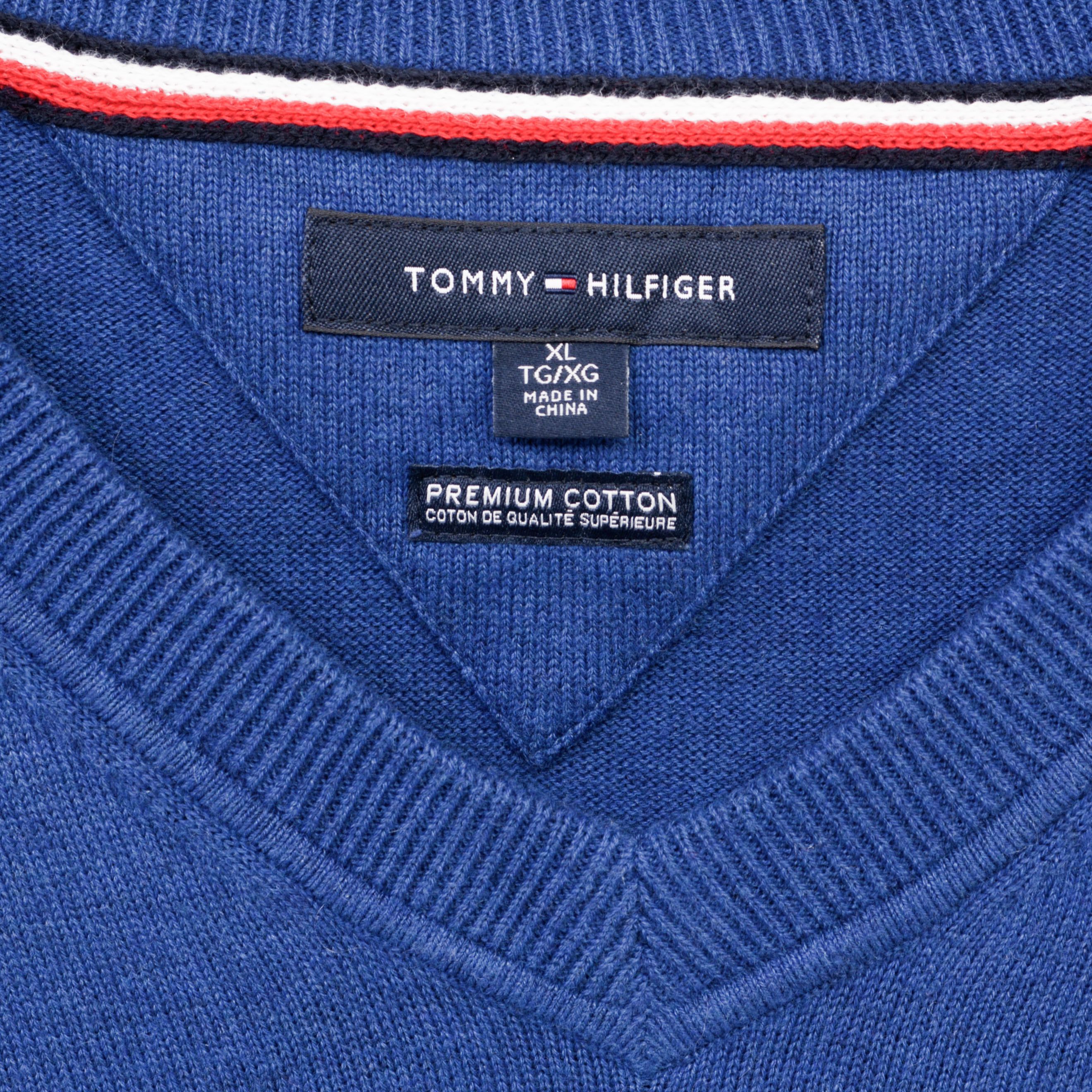 Tommy Hilfiger TOMMY XL Premium Cotton V-Neck Sweater Jumper Sweatshirt Size US XL / EU 56 / 4 - 4 Thumbnail