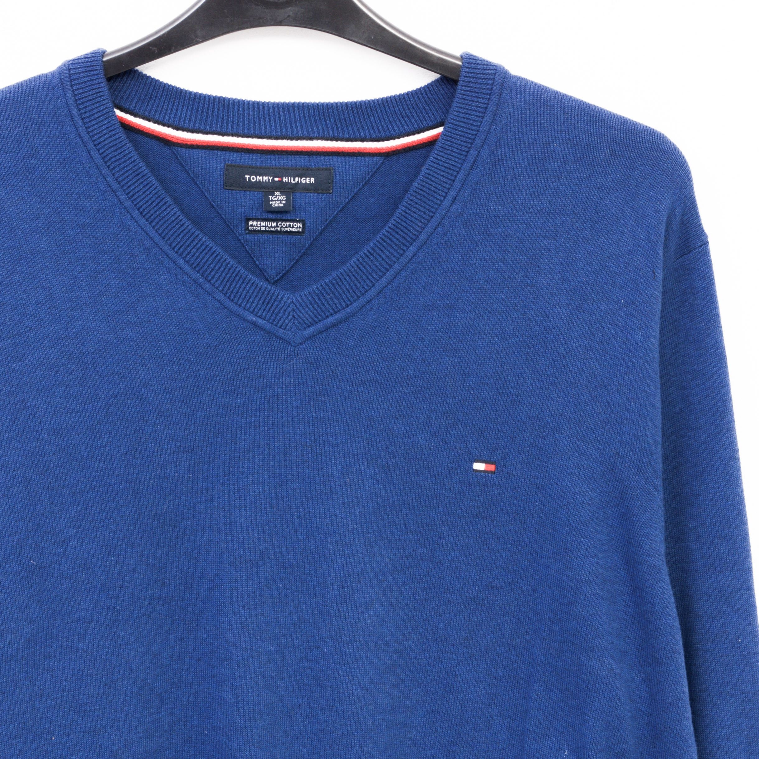 Tommy Hilfiger TOMMY XL Premium Cotton V-Neck Sweater Jumper Sweatshirt Size US XL / EU 56 / 4 - 2 Thumbnail