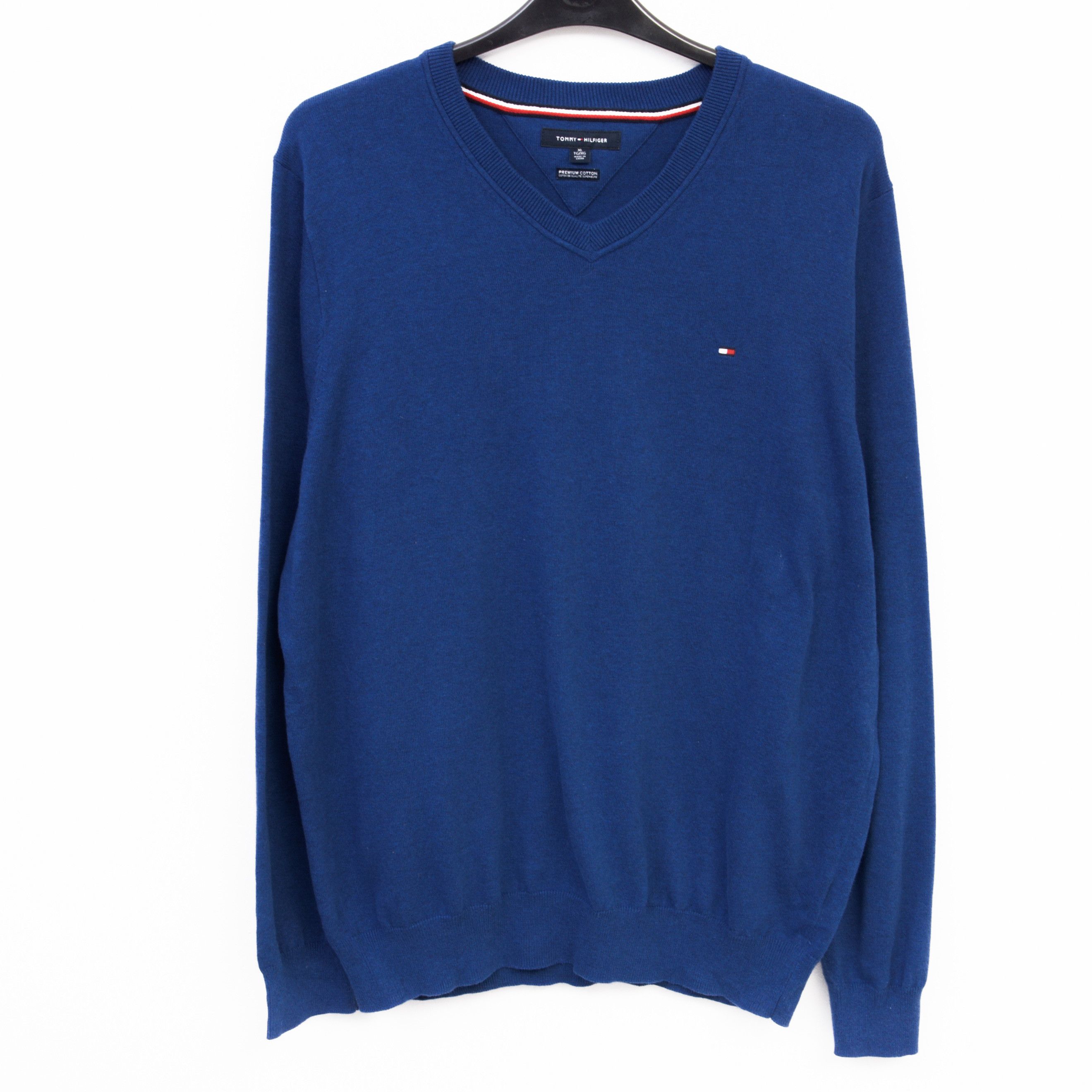 Tommy Hilfiger TOMMY XL Premium Cotton V-Neck Sweater Jumper Sweatshirt Size US XL / EU 56 / 4 - 1 Thumbnail