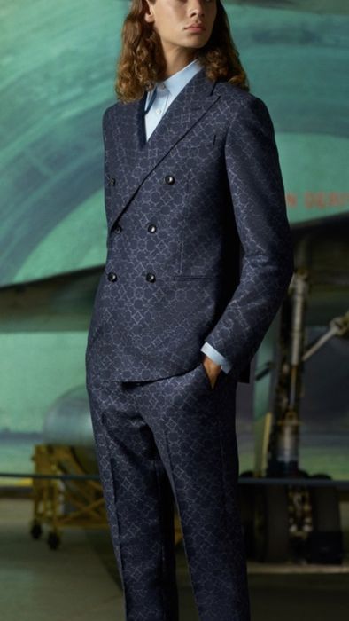 Louis Vuitton - Authenticated Suit - Wool Blue Plain for Men, Very Good Condition