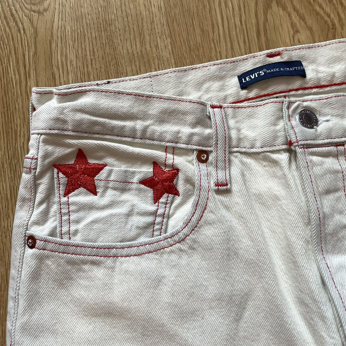 Levi's Rare Levis 501 Embroidered Stars Milk Cream White Jeans Pant Size US 30 / EU 46 - 11 Thumbnail