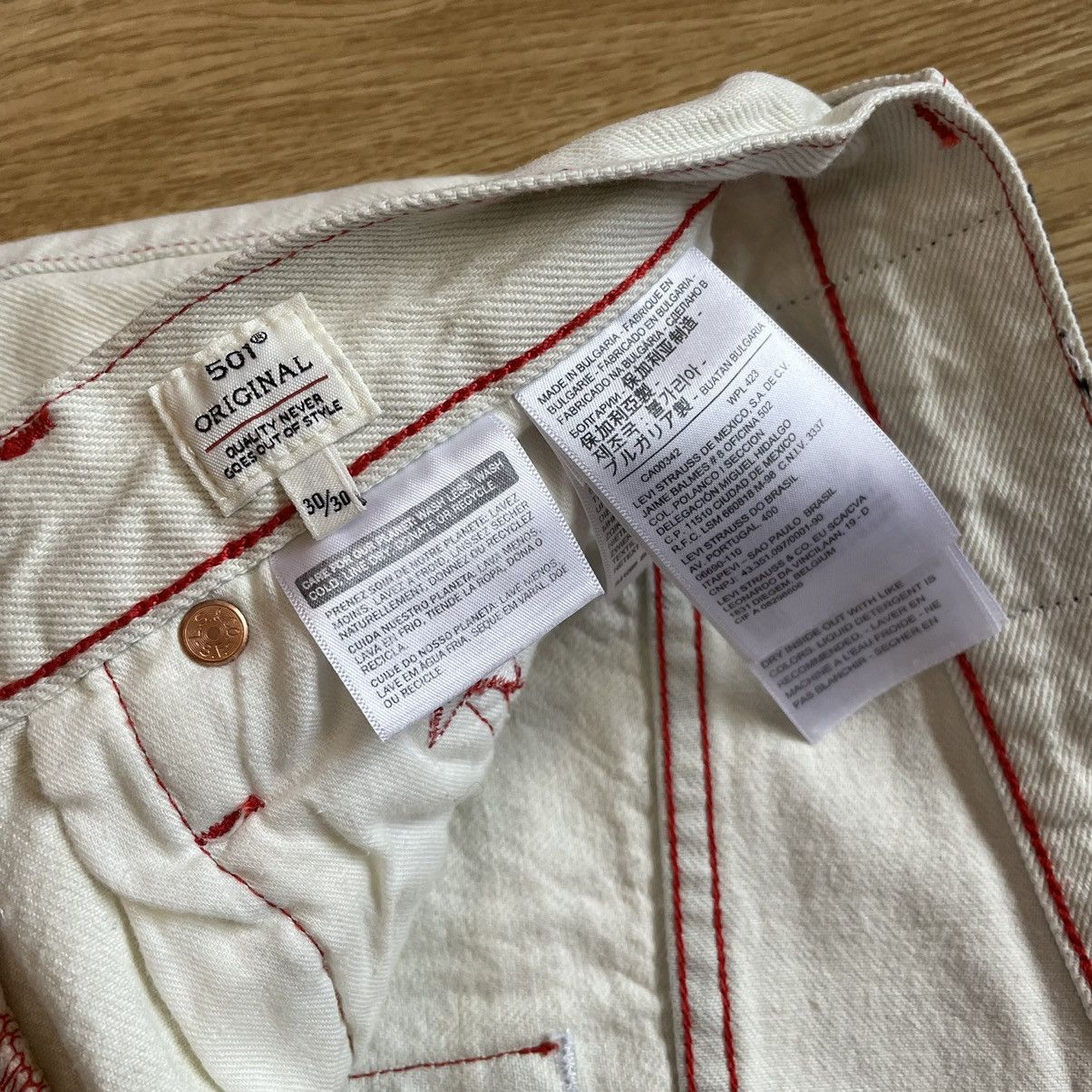 Levi's Rare Levis 501 Embroidered Stars Milk Cream White Jeans Pant Size US 30 / EU 46 - 13 Thumbnail