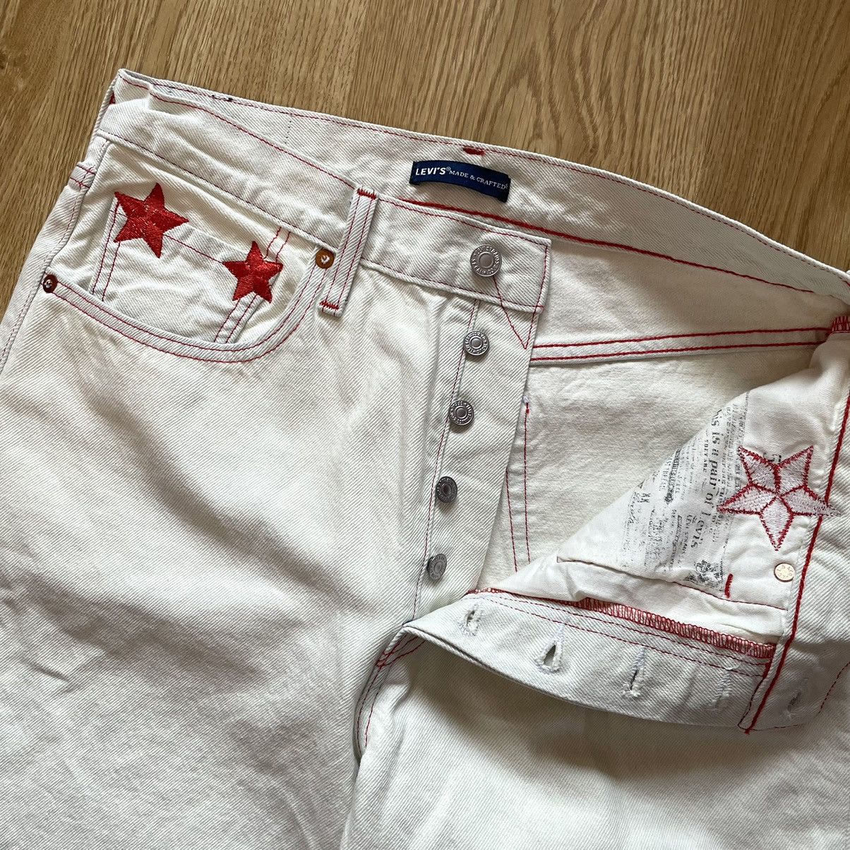 Levi's Rare Levis 501 Embroidered Stars Milk Cream White Jeans Pant Size US 30 / EU 46 - 12 Thumbnail