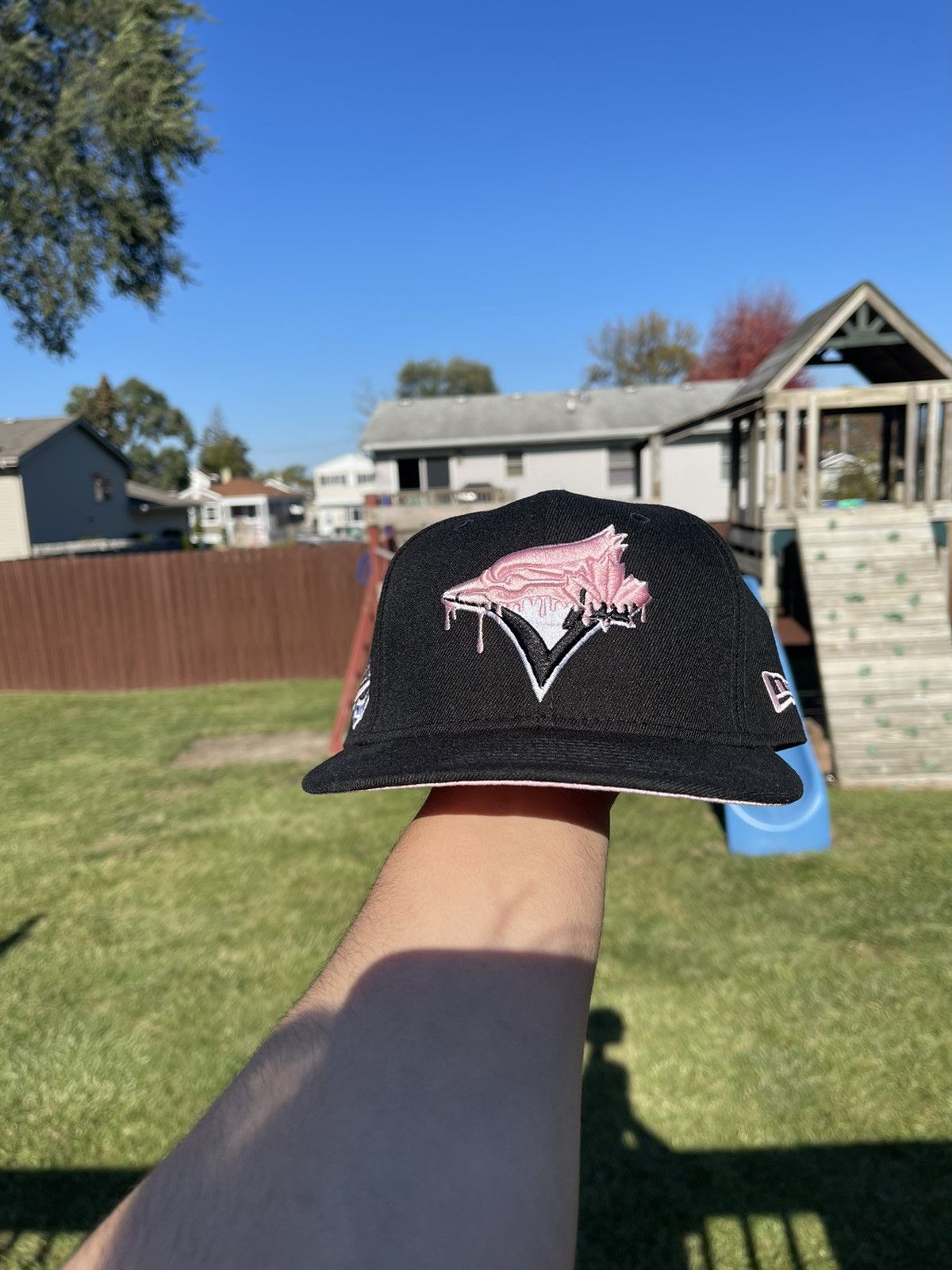 Black Toronto Blue Jays Paint Drip Pink Bottom 1992 World Series Side Patch  New Era 9Fifty Snapback