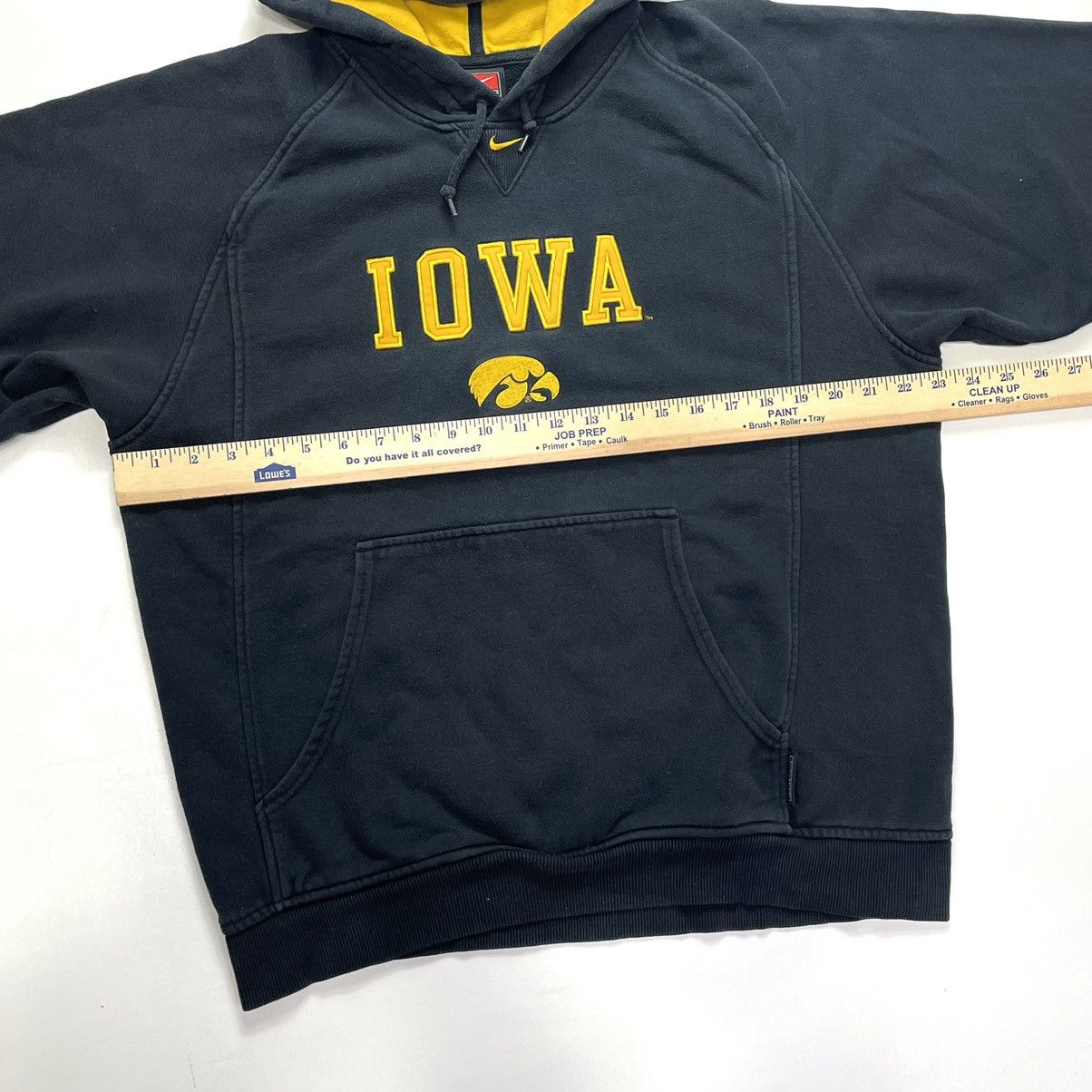 Nike × Vintage 90’s Iowa Hawkeye Nike Center Swoosh Hoodie Baggy Fit Size US S / EU 44-46 / 1 - 5 Thumbnail