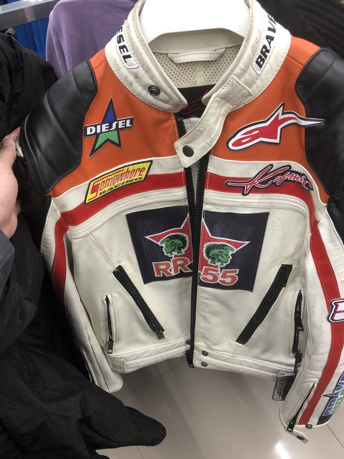 Diesel ASTARS-LPATCH-1A Vintage biker jacket with racer