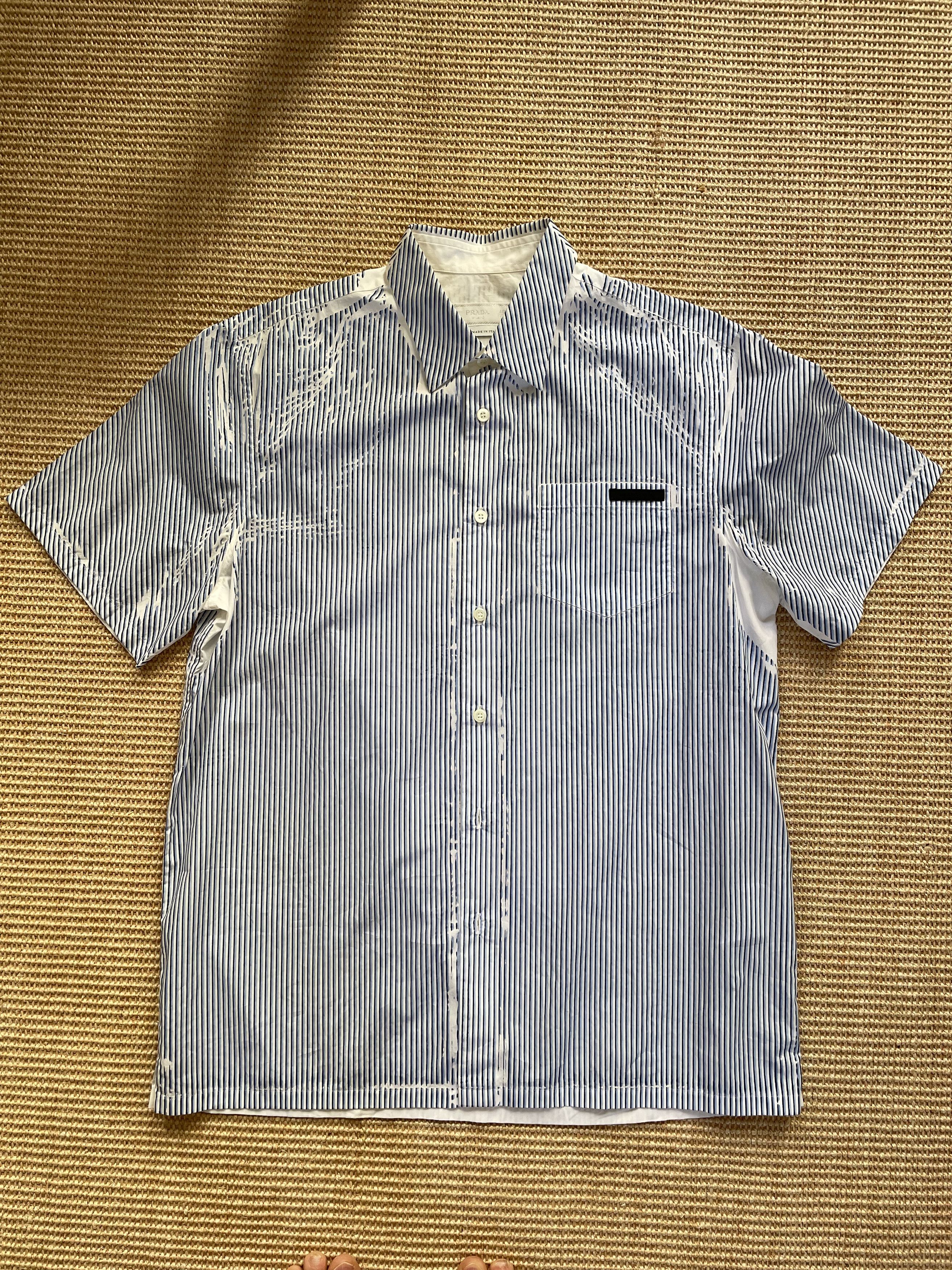 Pre-owned Prada Printed Short Sleeve Bowling Shirt In  Crushed Print Button Up