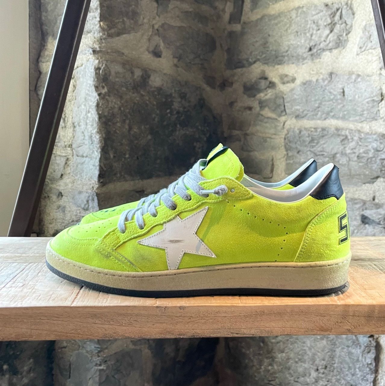 Golden Goose Golden Goose Neon Yellow Ballstar Paint Splattered Sneakers Size US 8 / EU 41 - 5 Thumbnail