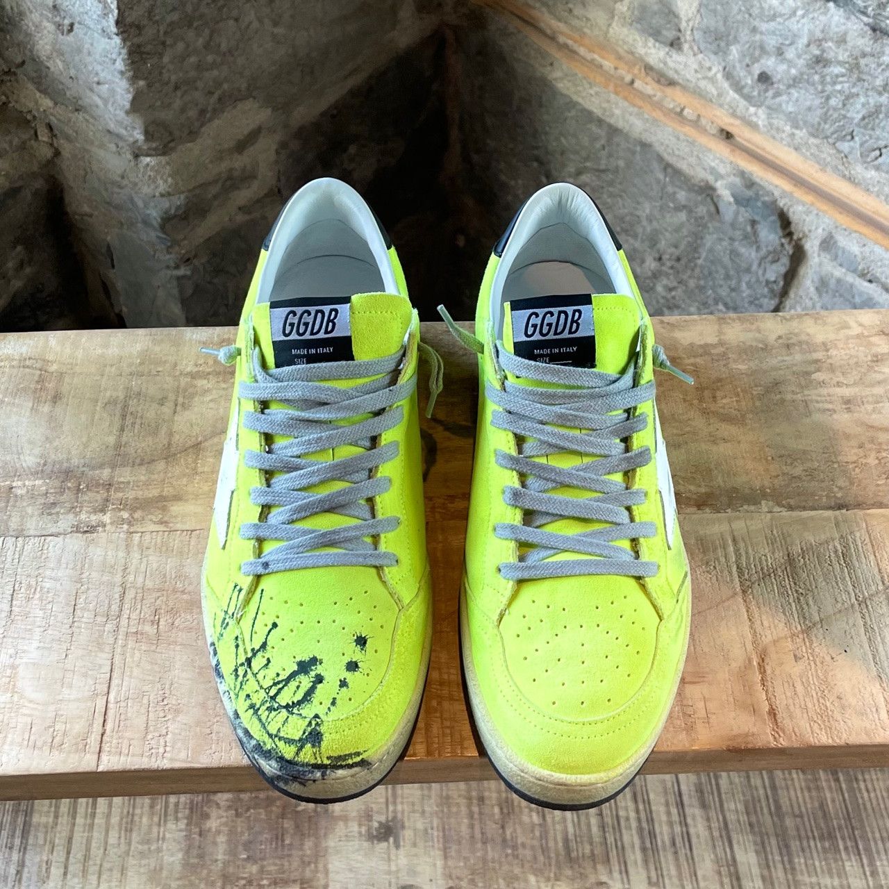 Golden Goose Golden Goose Neon Yellow Ballstar Paint