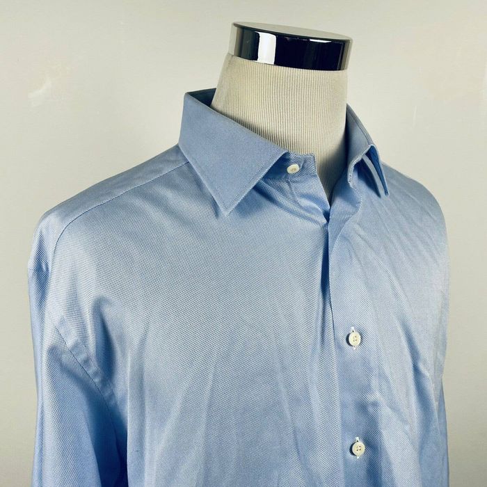 David Donahue David Donahue 17 1/2 32/33 Regular Fit Dress Shirt Blue ...