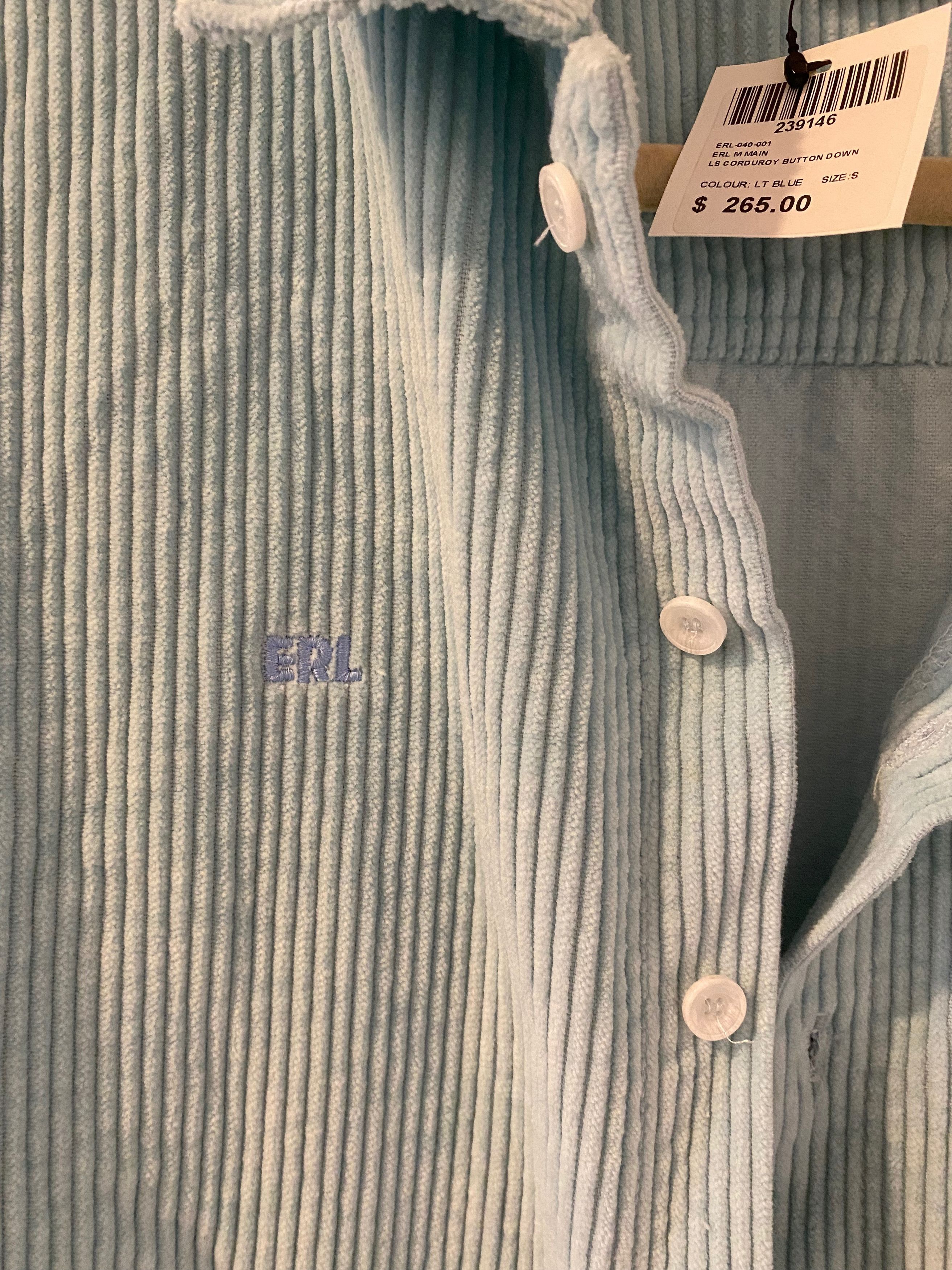 ERL ERL Light Blue Corduroy Shirt Size US S / EU 44-46 / 1 - 2 Thumbnail