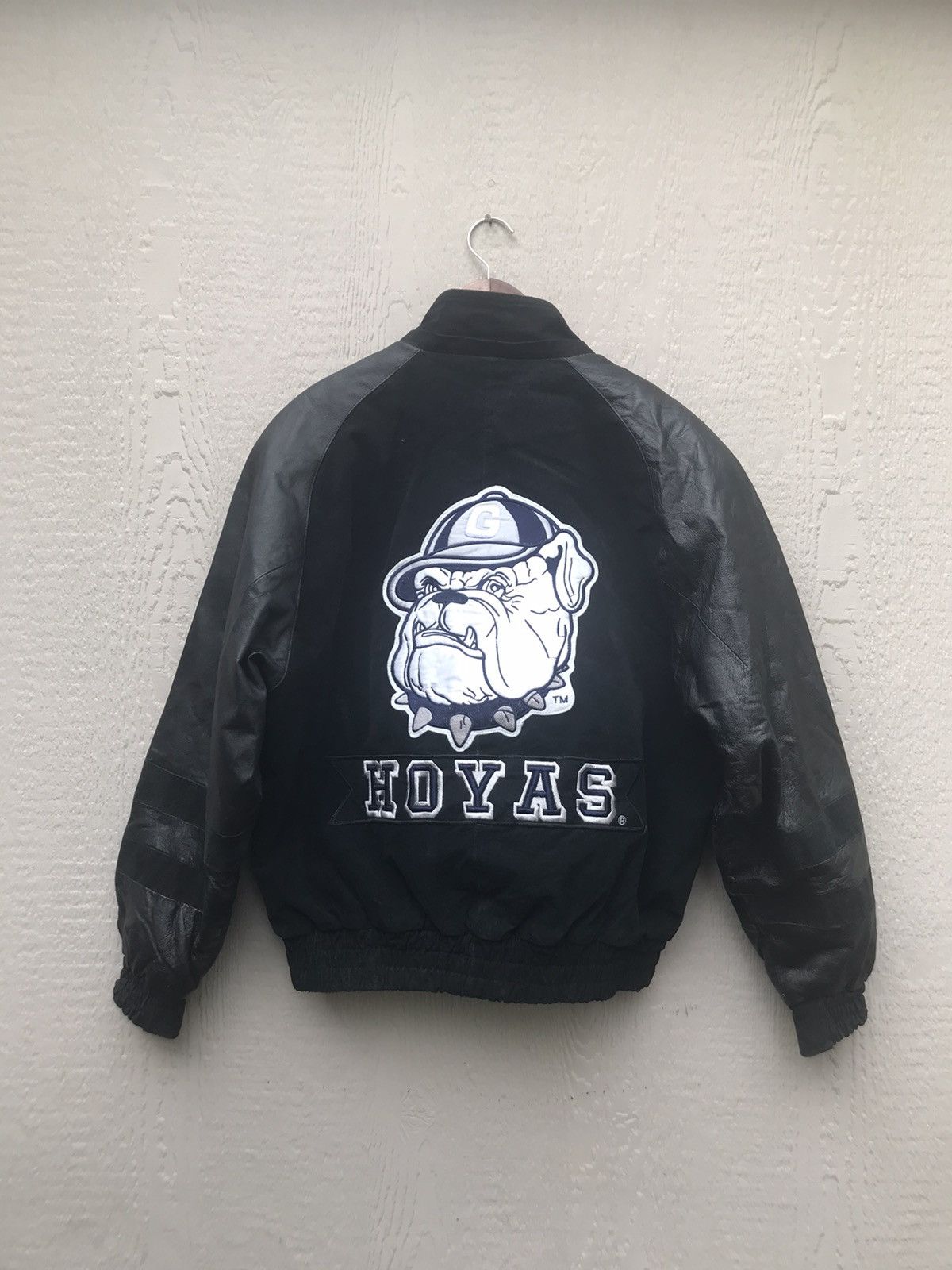 Leather Jacket Hoyas Black Varsity Jacket Grailed