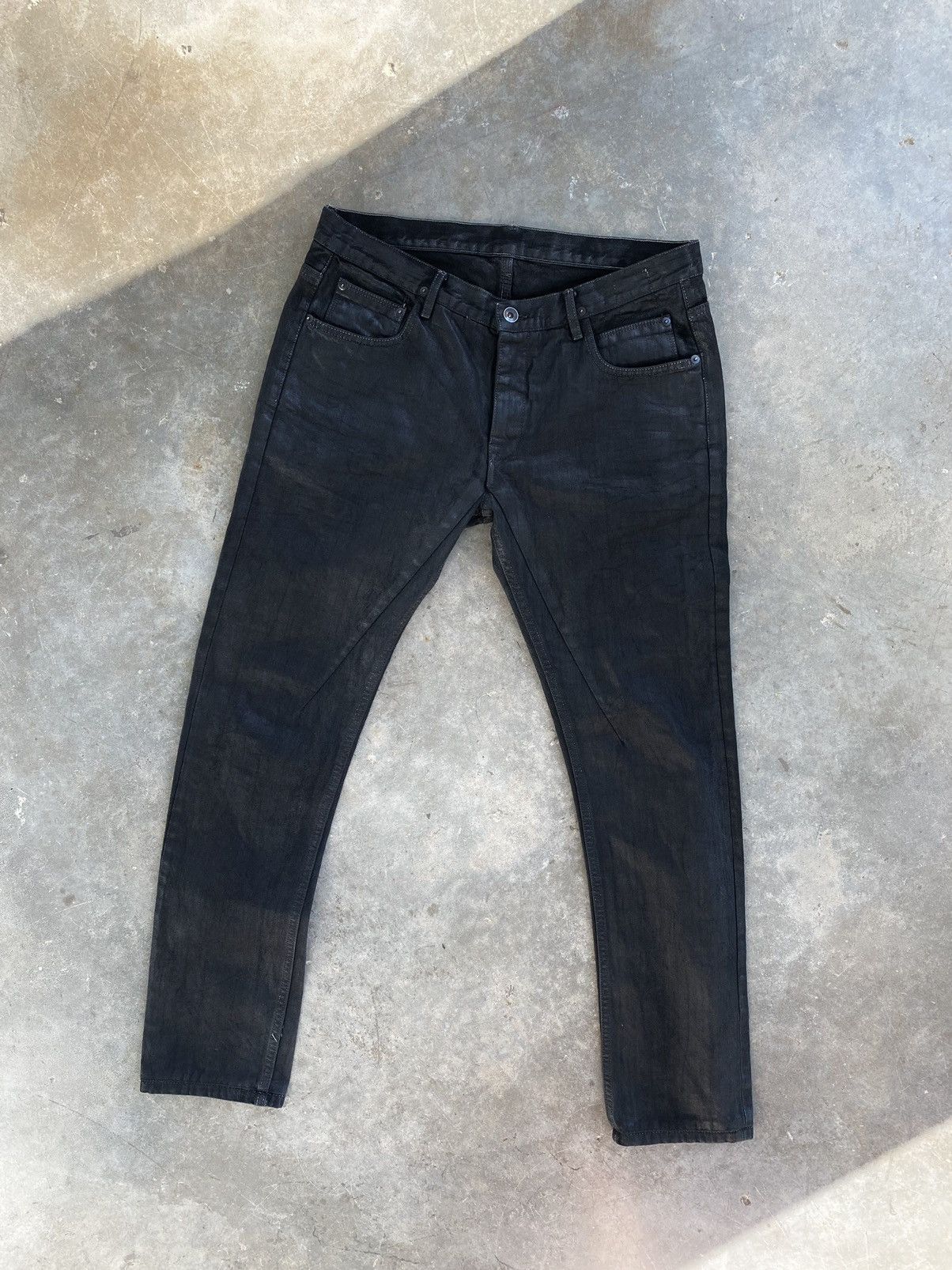 Rick Owens Drkshdw Rick Owens Drkshdw Black Waxed Detroit 5 Pocket ...