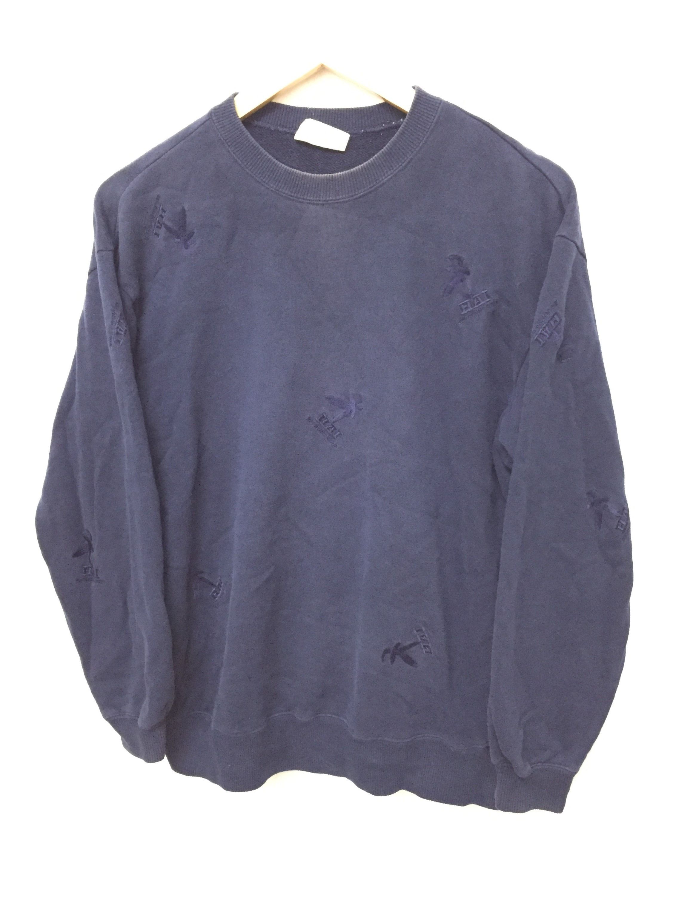 image of Hai Sporting Gear x Issey Miyake 90's Issey Miyake Full Embroidered Logo Sweatshirt in Black Blue (