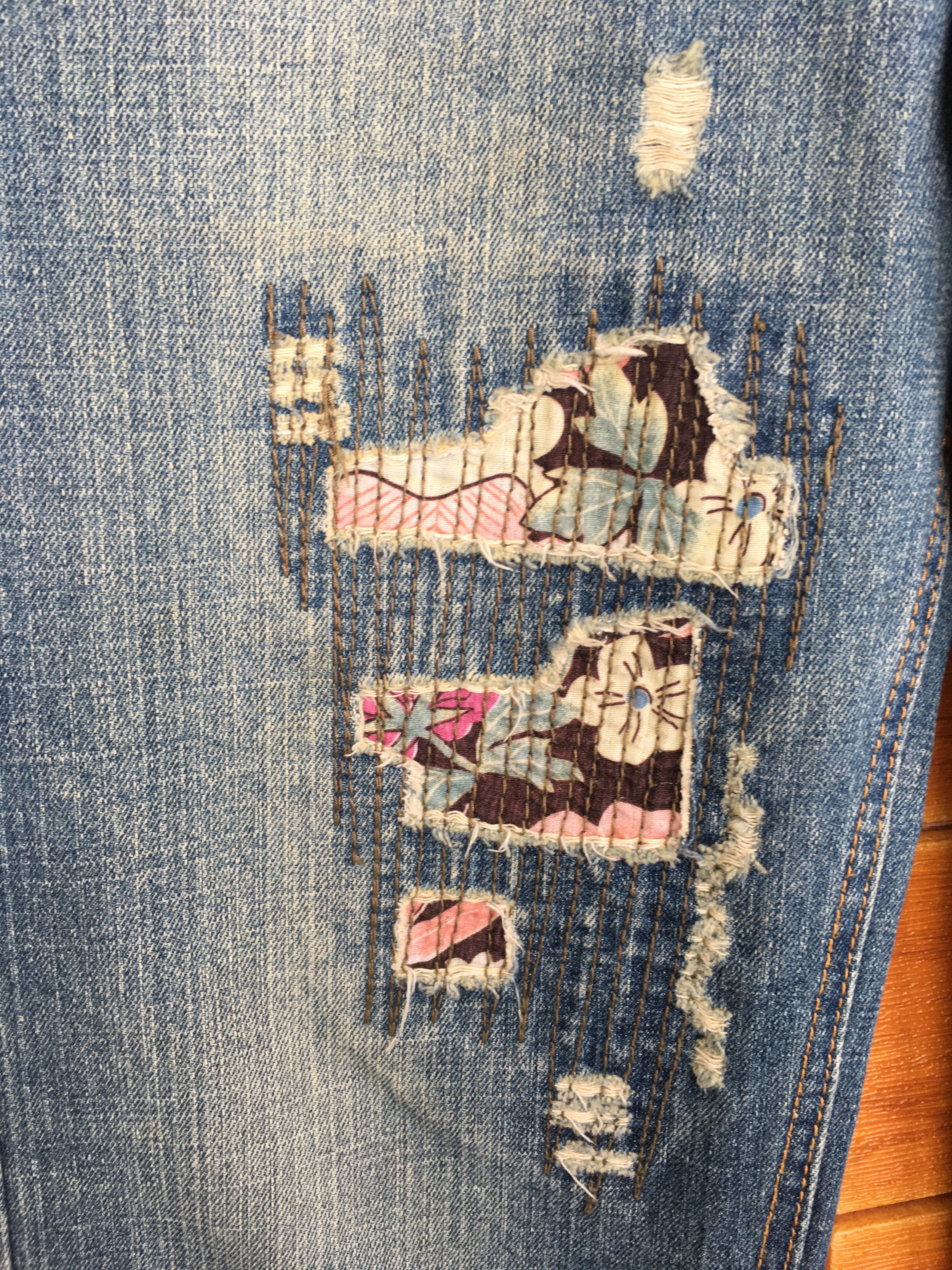 Comme des Garcons × Undercover Japanese Brand Distressed Flower Denim Jeans Size US 32 / EU 48 - 6 Thumbnail