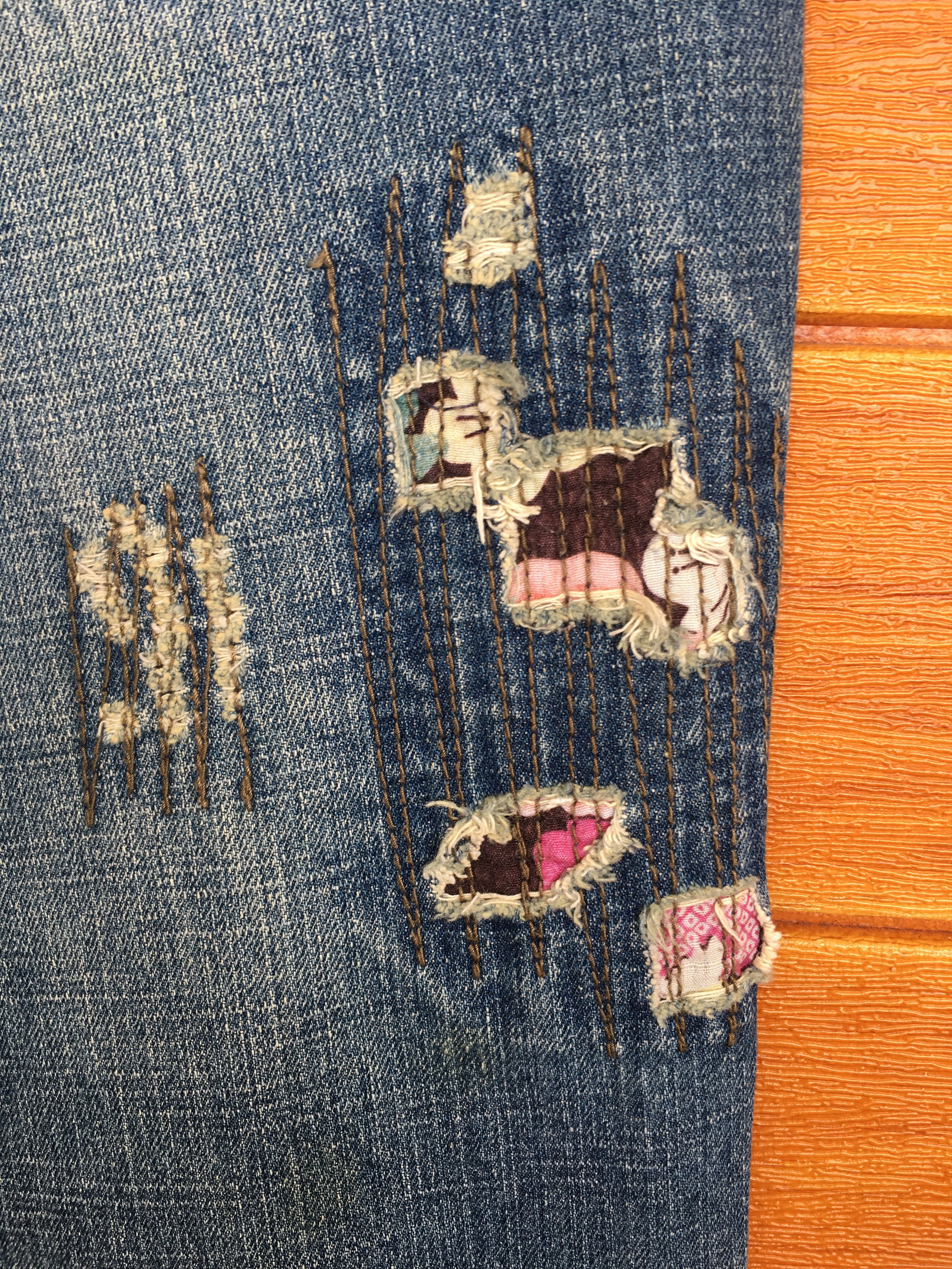 Comme des Garcons × Undercover Japanese Brand Distressed Flower Denim Jeans Size US 32 / EU 48 - 20 Thumbnail