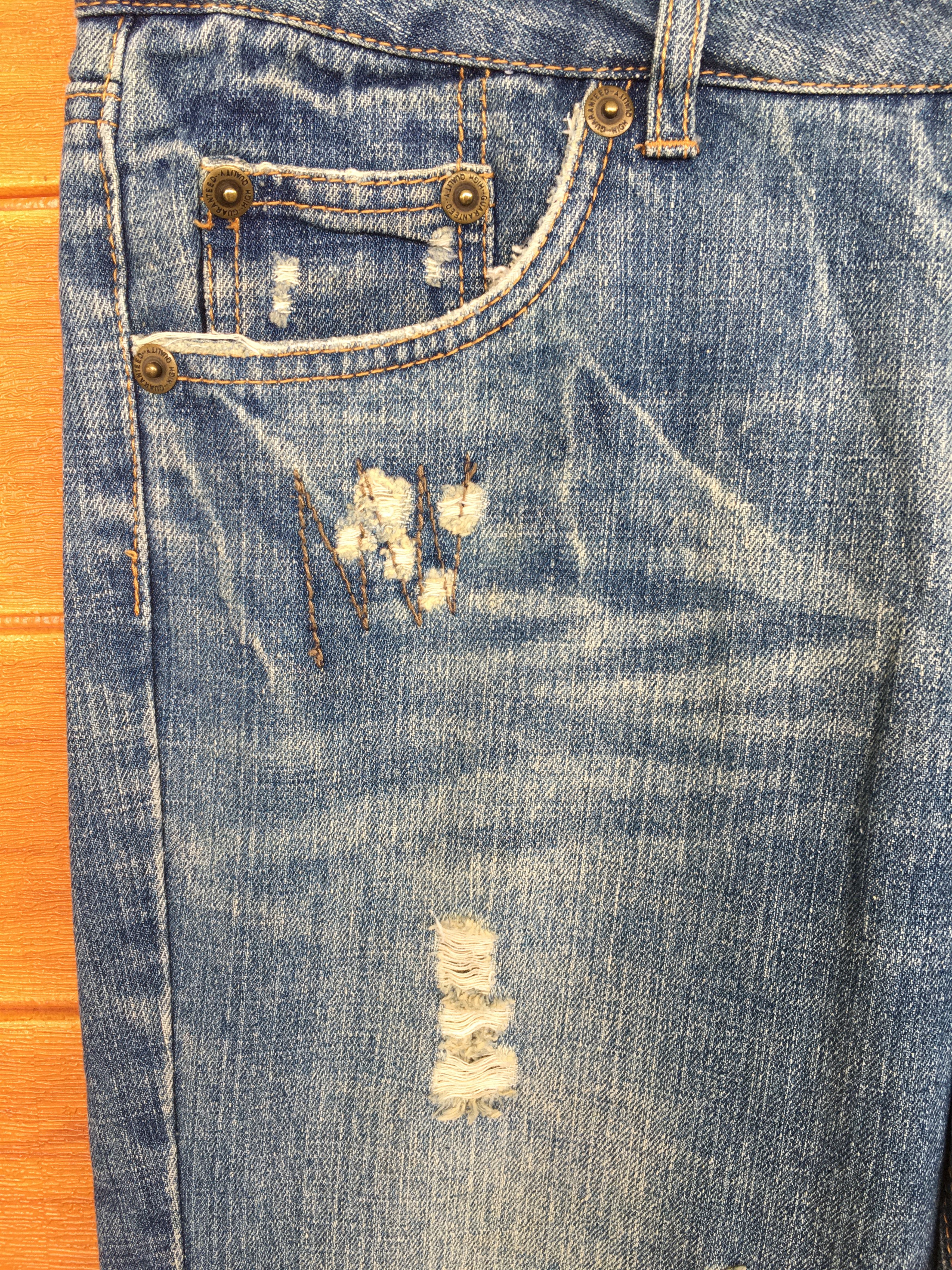Comme des Garcons × Undercover Japanese Brand Distressed Flower Denim Jeans Size US 32 / EU 48 - 3 Thumbnail