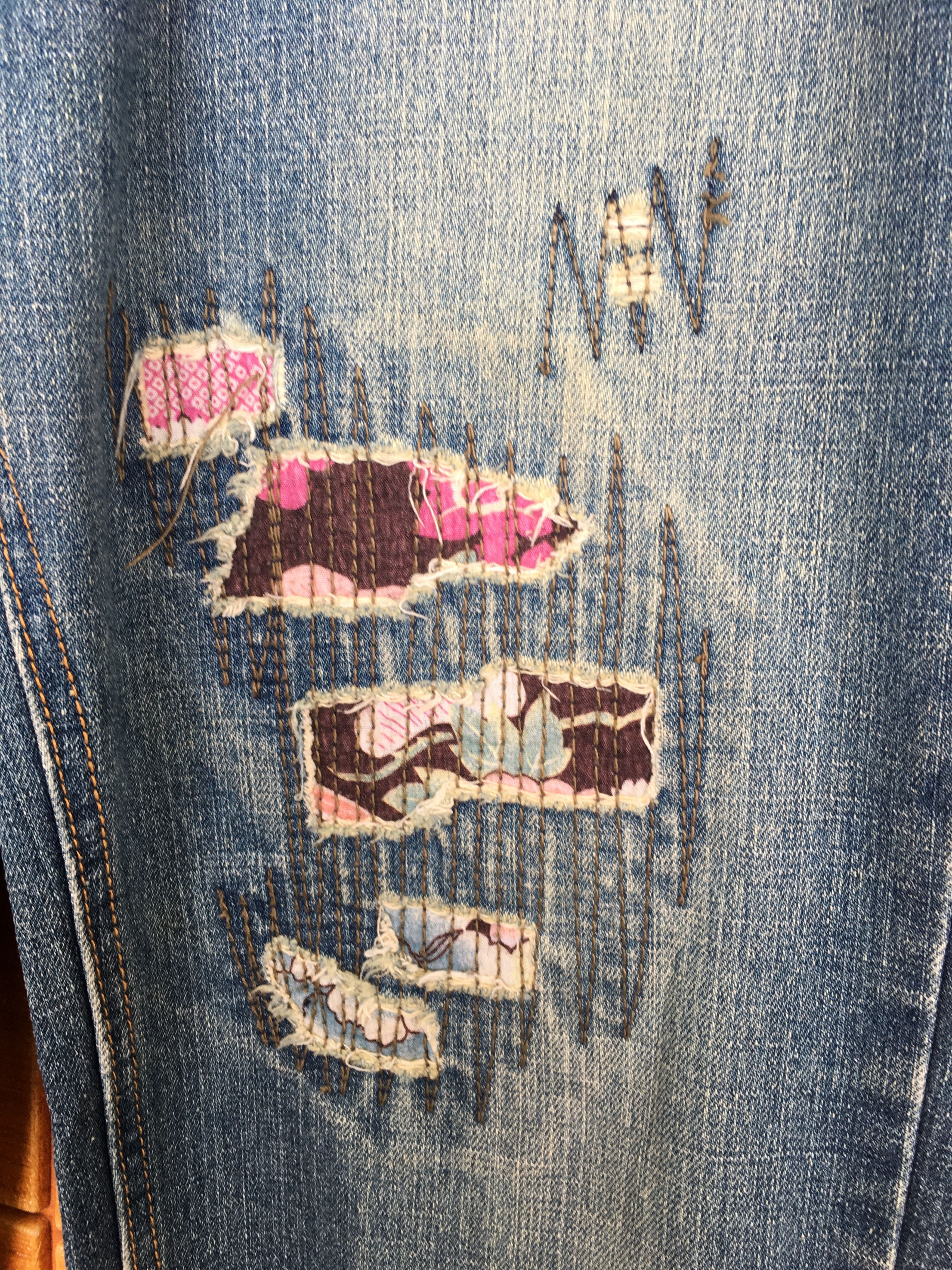 Comme des Garcons × Undercover Japanese Brand Distressed Flower Denim Jeans Size US 32 / EU 48 - 8 Thumbnail