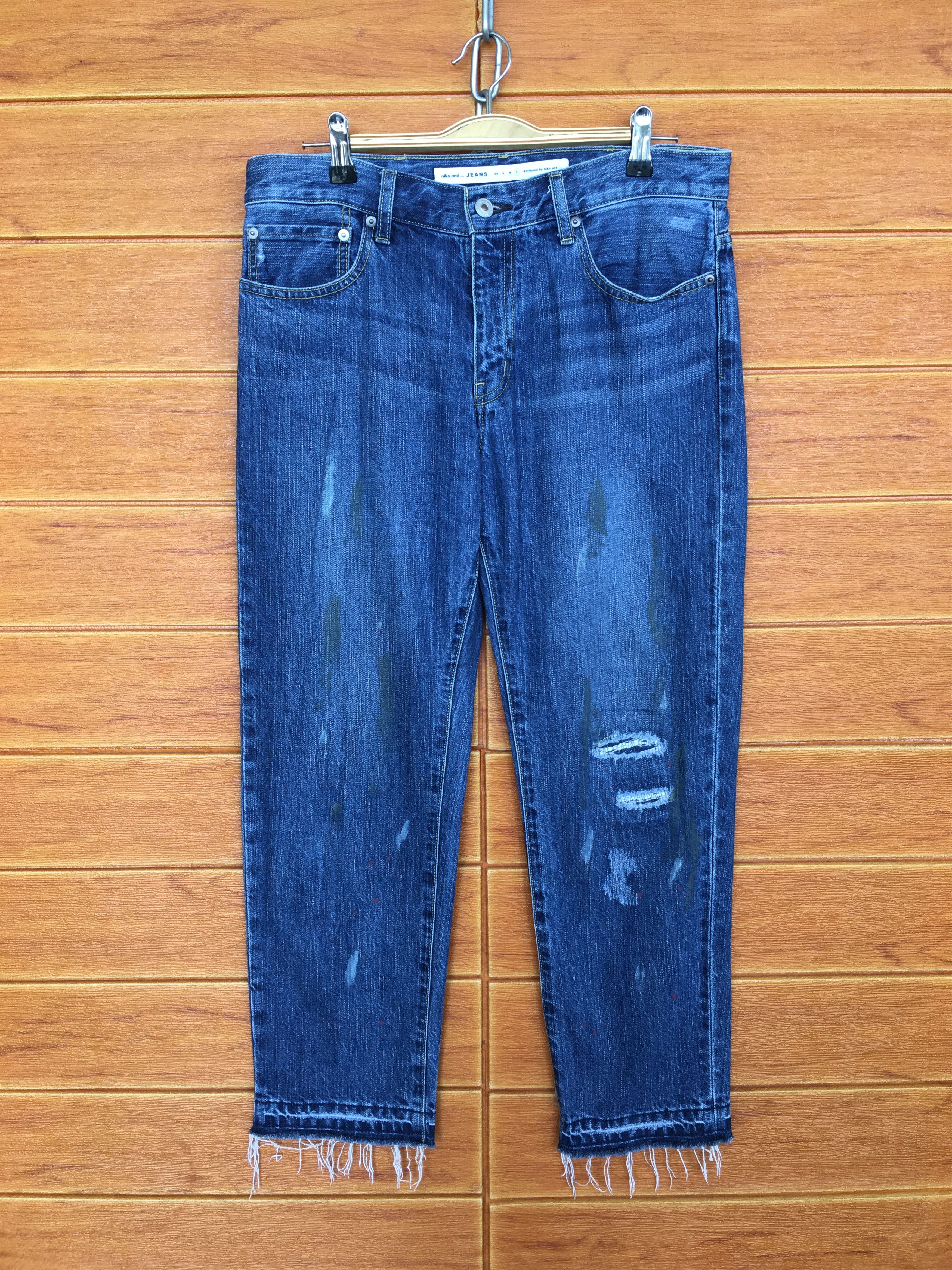 Comme des Garcons × Undercover Niko And.. Painted Distressed Denim Jeans Size US 33 - 1 Thumbnail