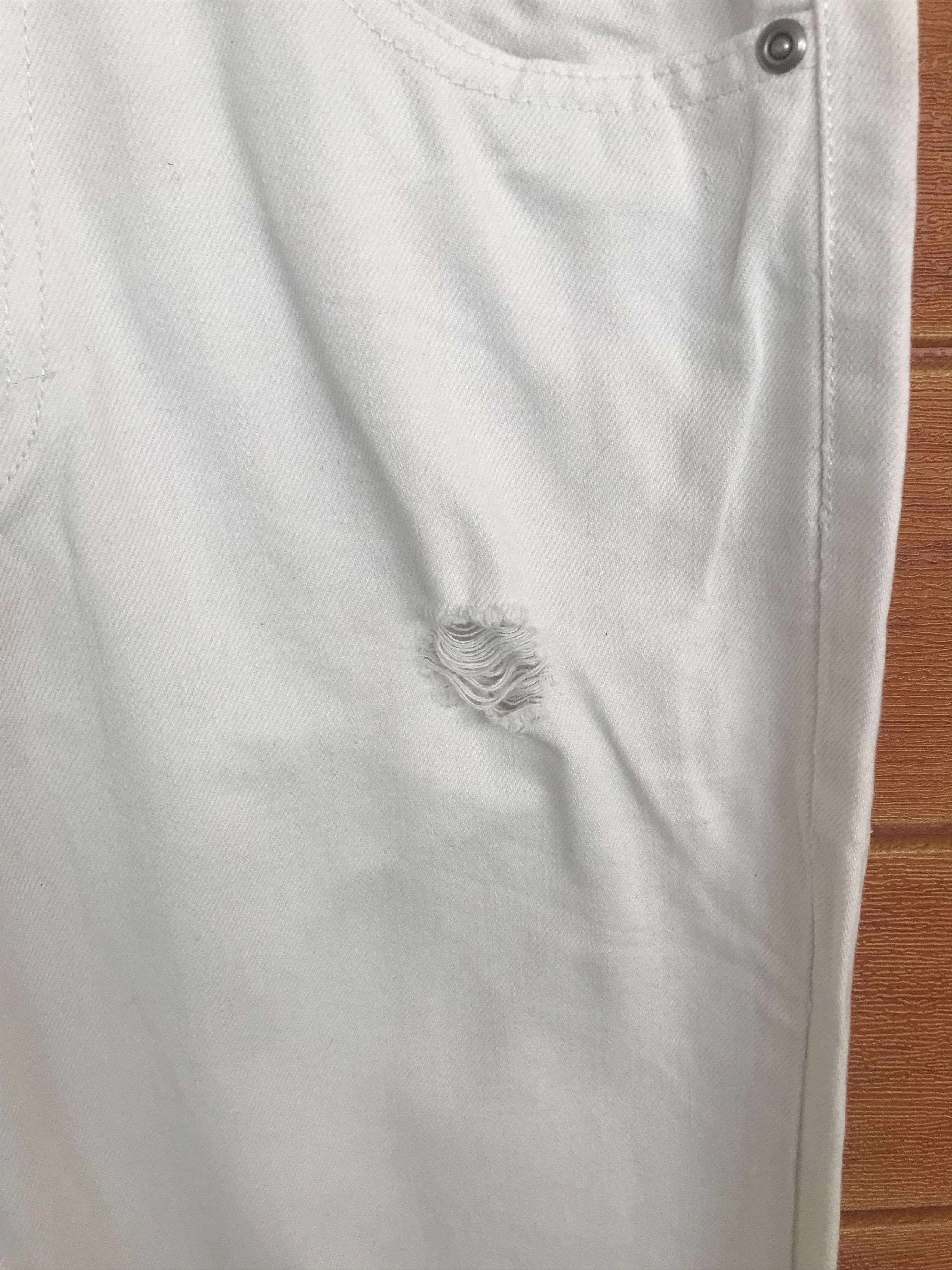 If Six Was Nine Colza White Distressed Denim Jeans Size US 29 - 2 Thumbnail