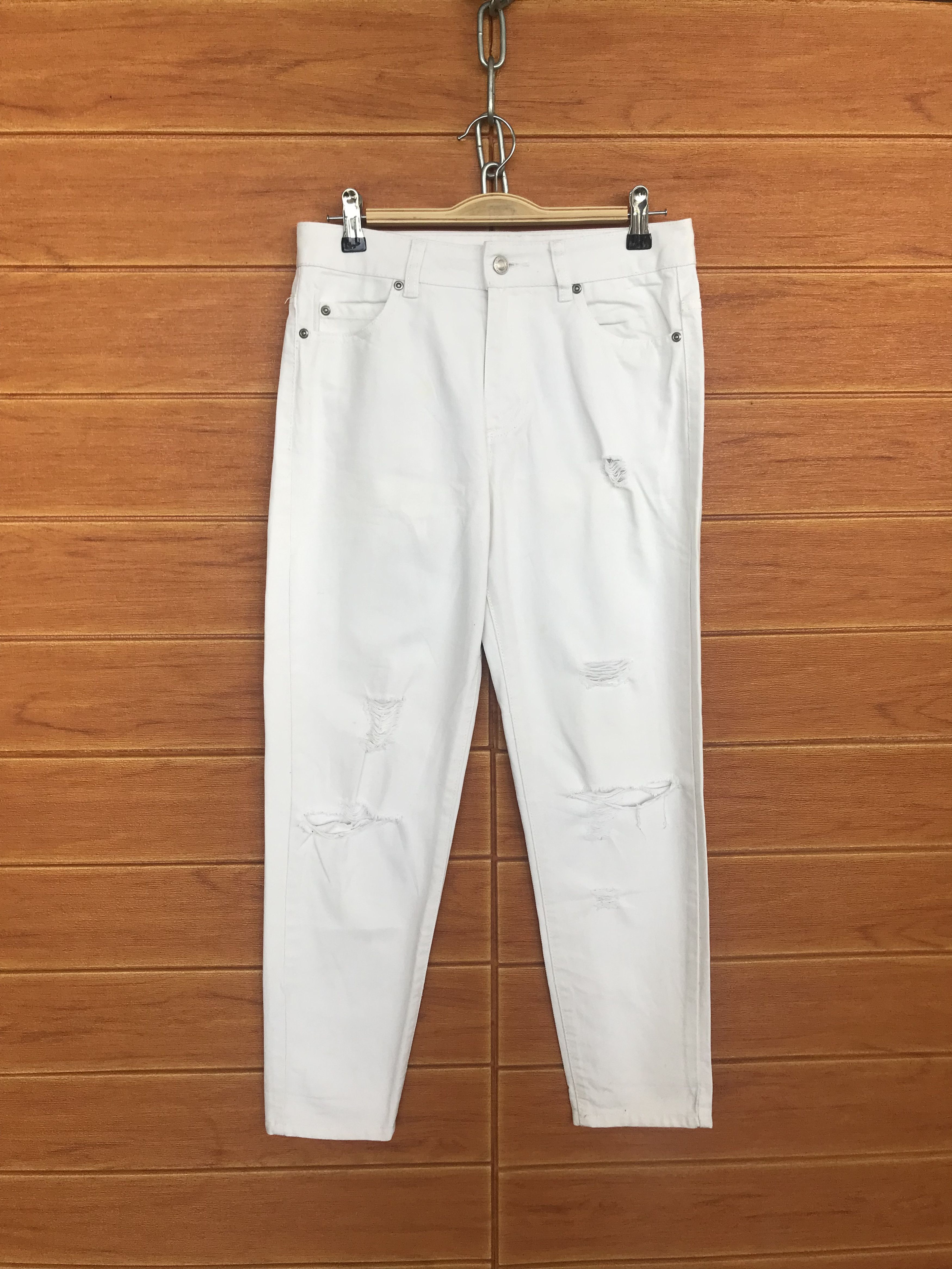 If Six Was Nine Colza White Distressed Denim Jeans Size US 29 - 1 Thumbnail