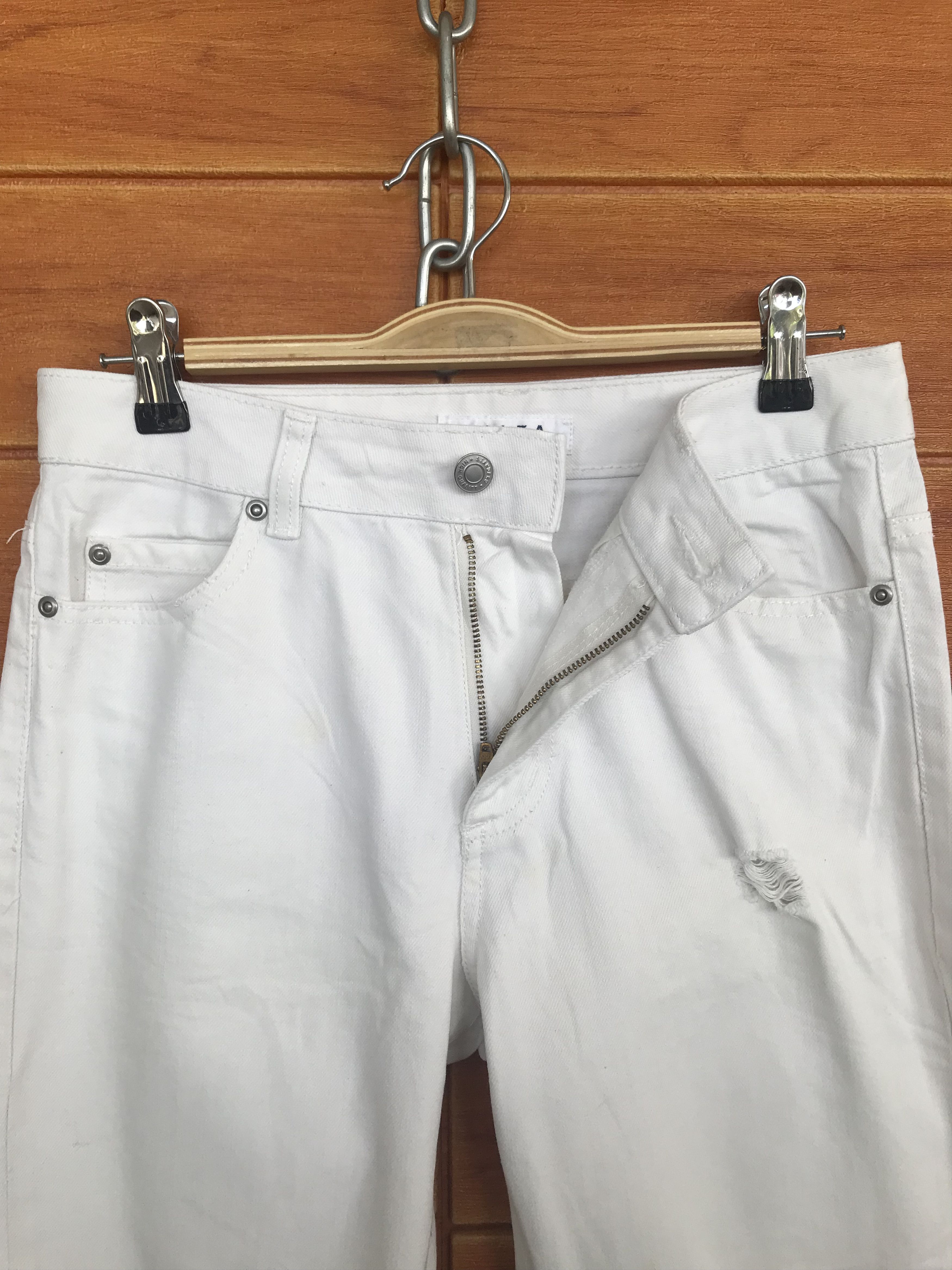 If Six Was Nine Colza White Distressed Denim Jeans Size US 29 - 14 Thumbnail