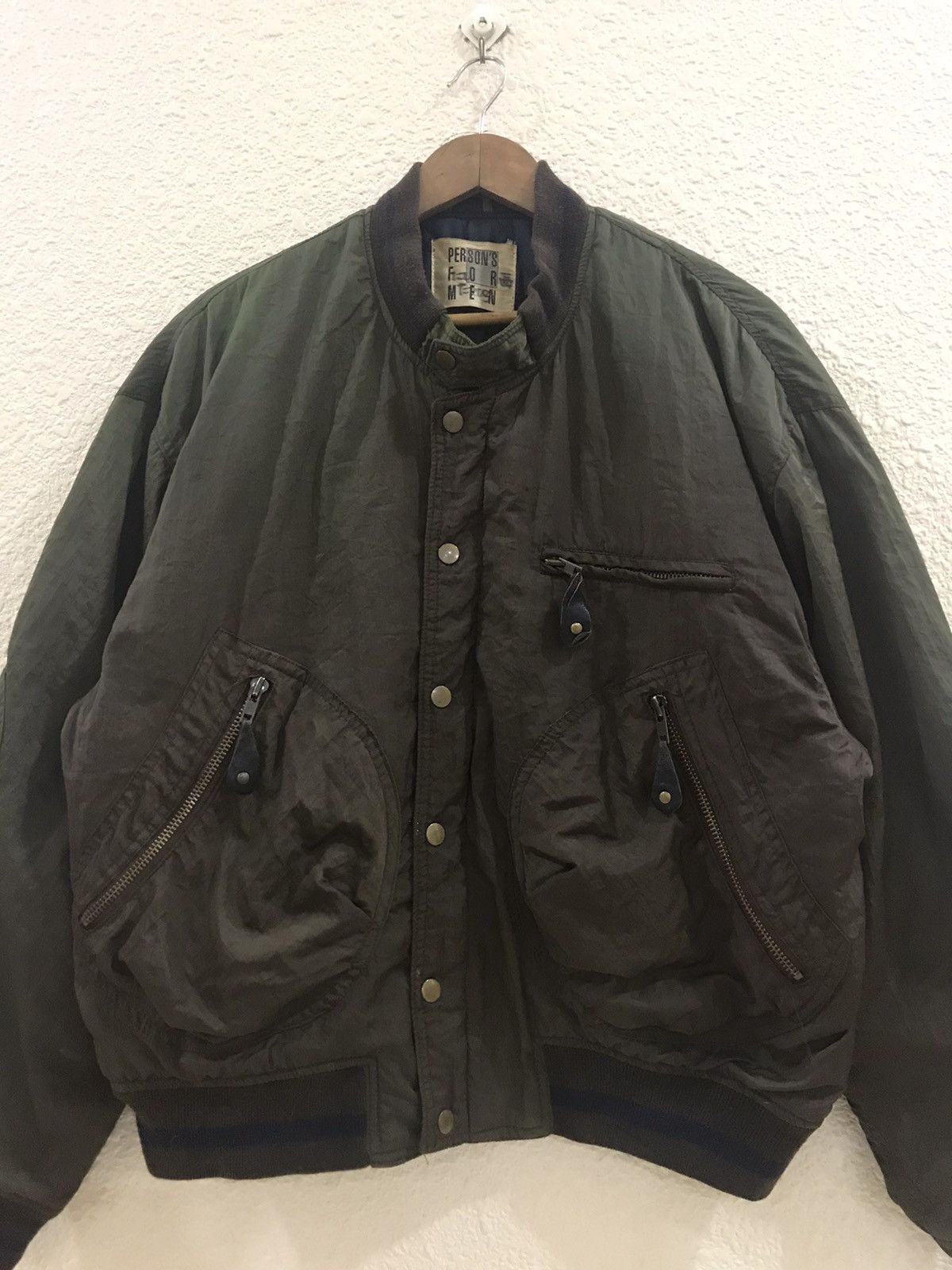 Japanese Brand Person's For Men big logo bomber jacket faded Size US L / EU 52-54 / 3 - 6 Thumbnail