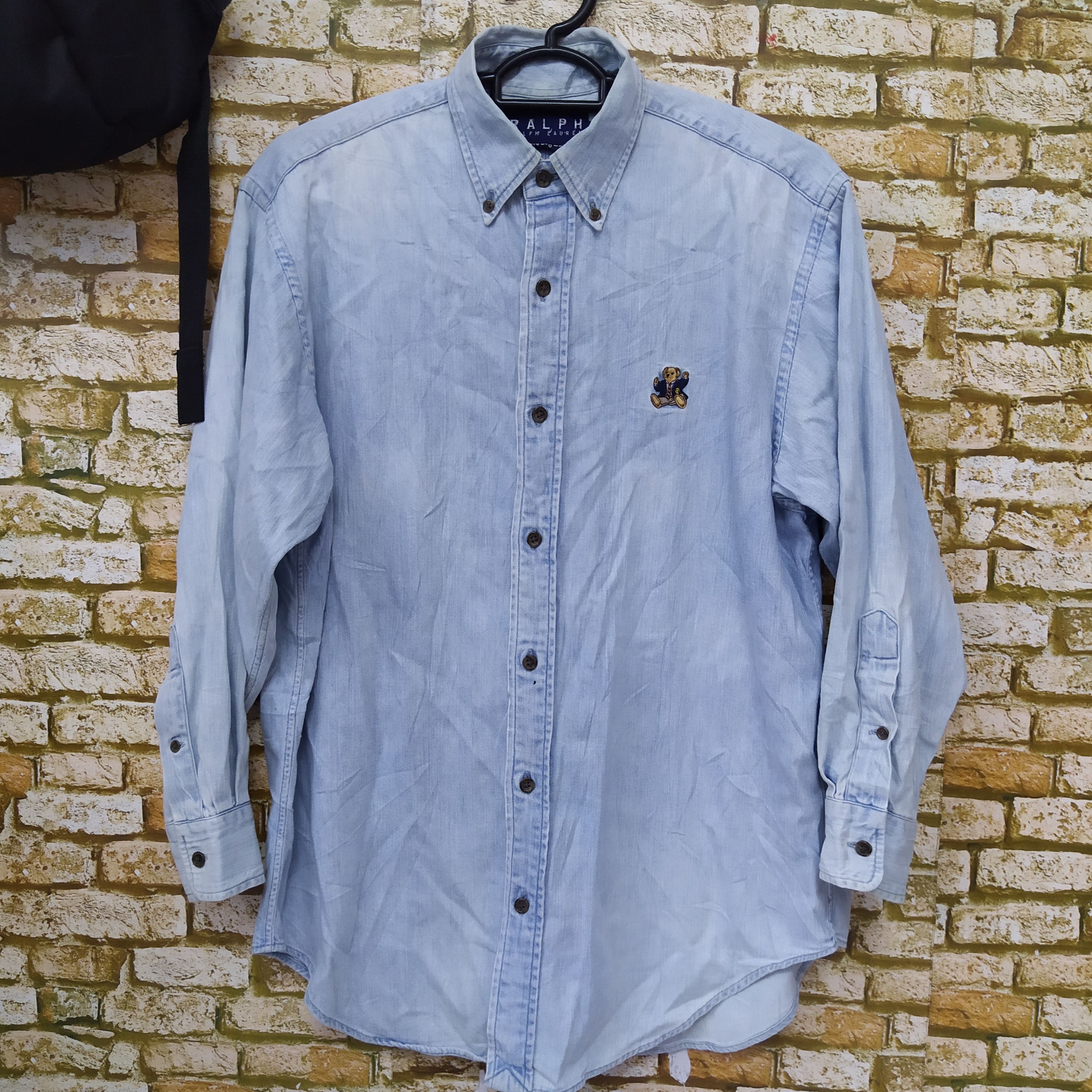 Polo Ralph Lauren × Vintage 90s POLO BEAR RALPH LAUREN SHIRT CHAMBRAY (D305) Size US L / EU 52-54 / 3 - 1 Thumbnail