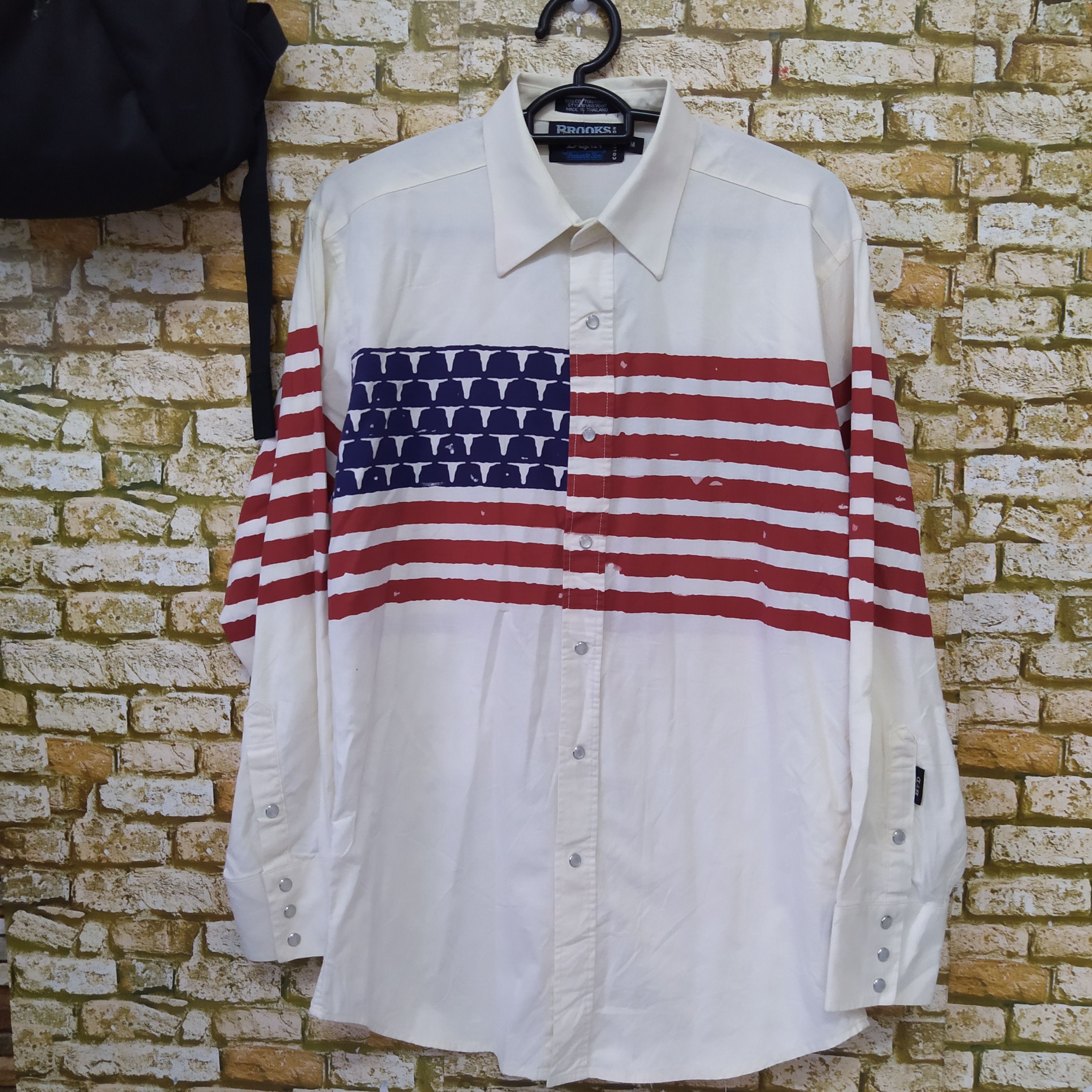 Band Tees × Panhandle Slim × Vintage VTG BROOKS & DUNN BY PANHANDLE WESTERN FLAG PEARLSNAP(D306) Size US M / EU 48-50 / 2 - 1 Thumbnail