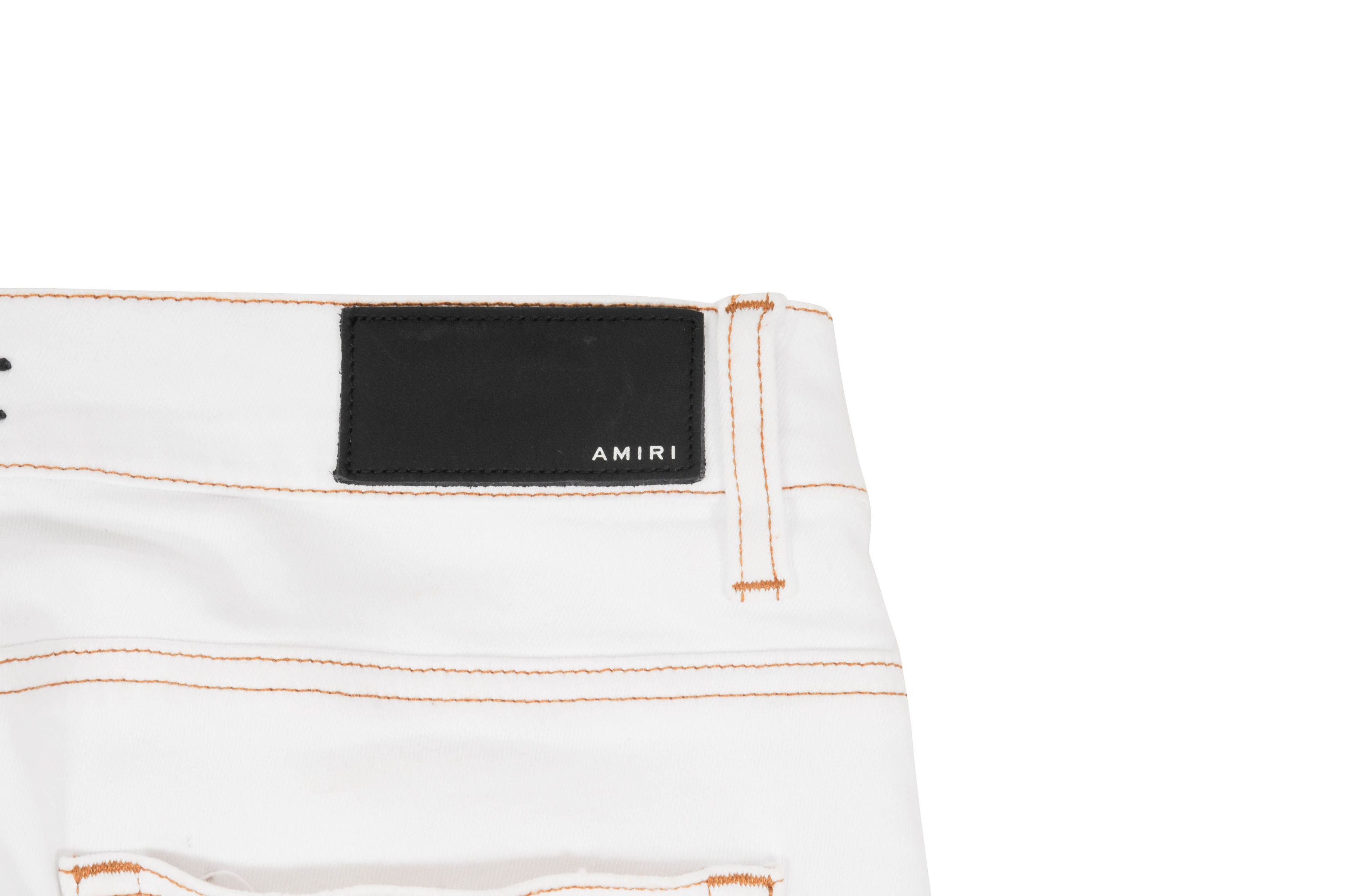 Amiri Knee Slashed Distressed White Stretch Denim Jeans Size US 32 / EU 48 - 10 Thumbnail