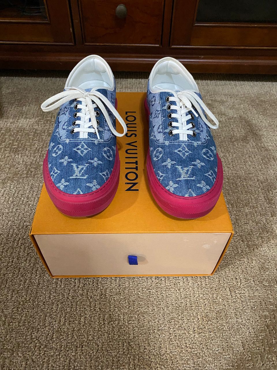 LOUIS VUITTON Sneakers Trocadero Line / US9.5 / GRY / Denim Grey