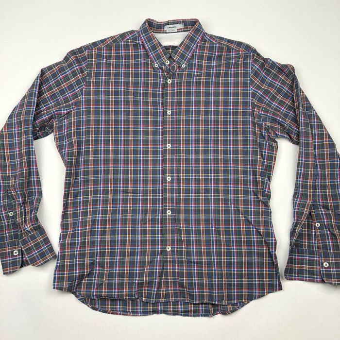 J.Lindeberg J. Lindeberg Button Dress Shirt Blue Plaid Check Regular ...