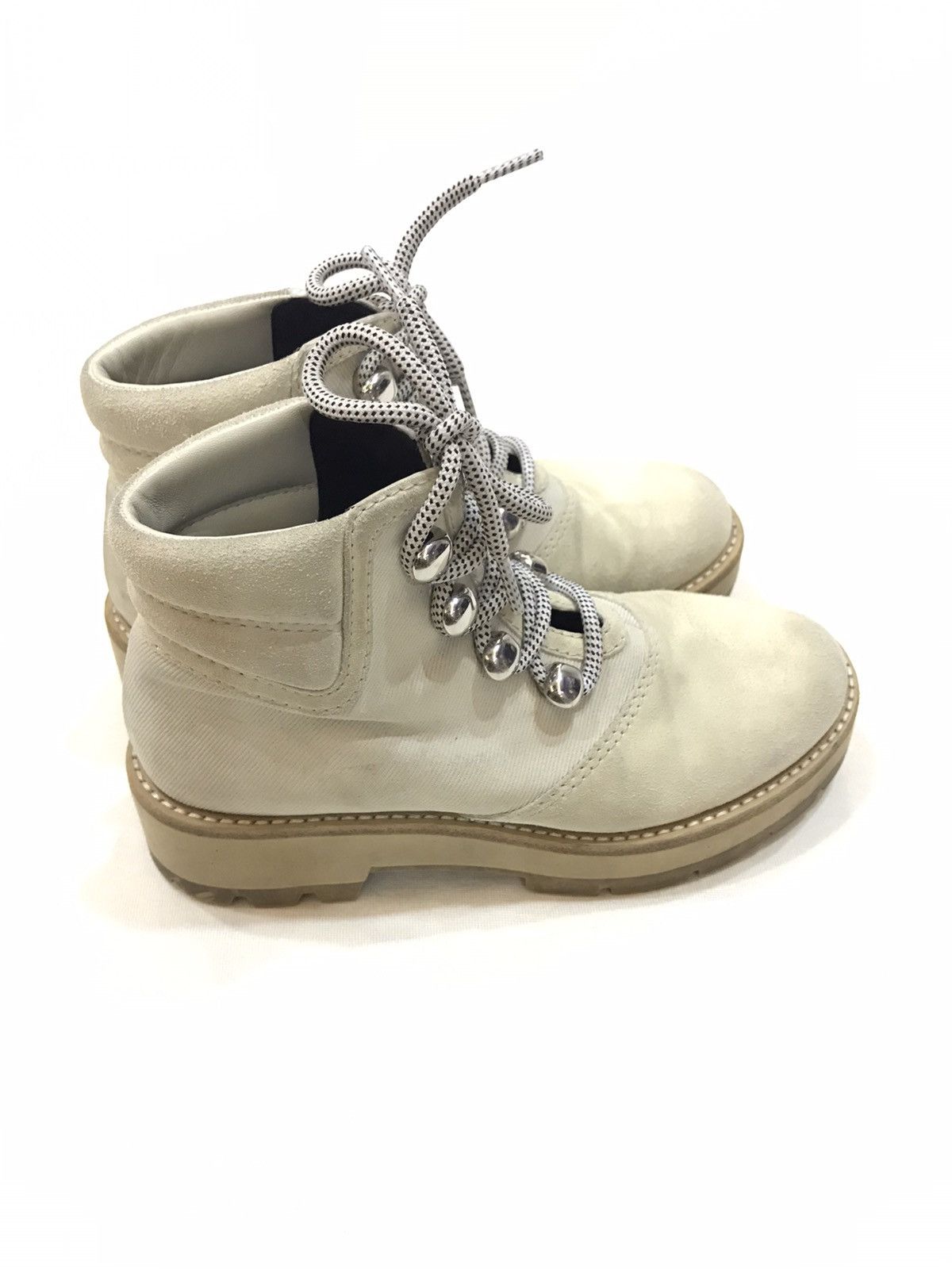 3.1 Phillip Lim PHILLIP LIM WOMEN DYLAN SUED COTTON-TWILL ANKLE BOOTS SHOES Size US 5.5 / EU 38 - 4 Thumbnail