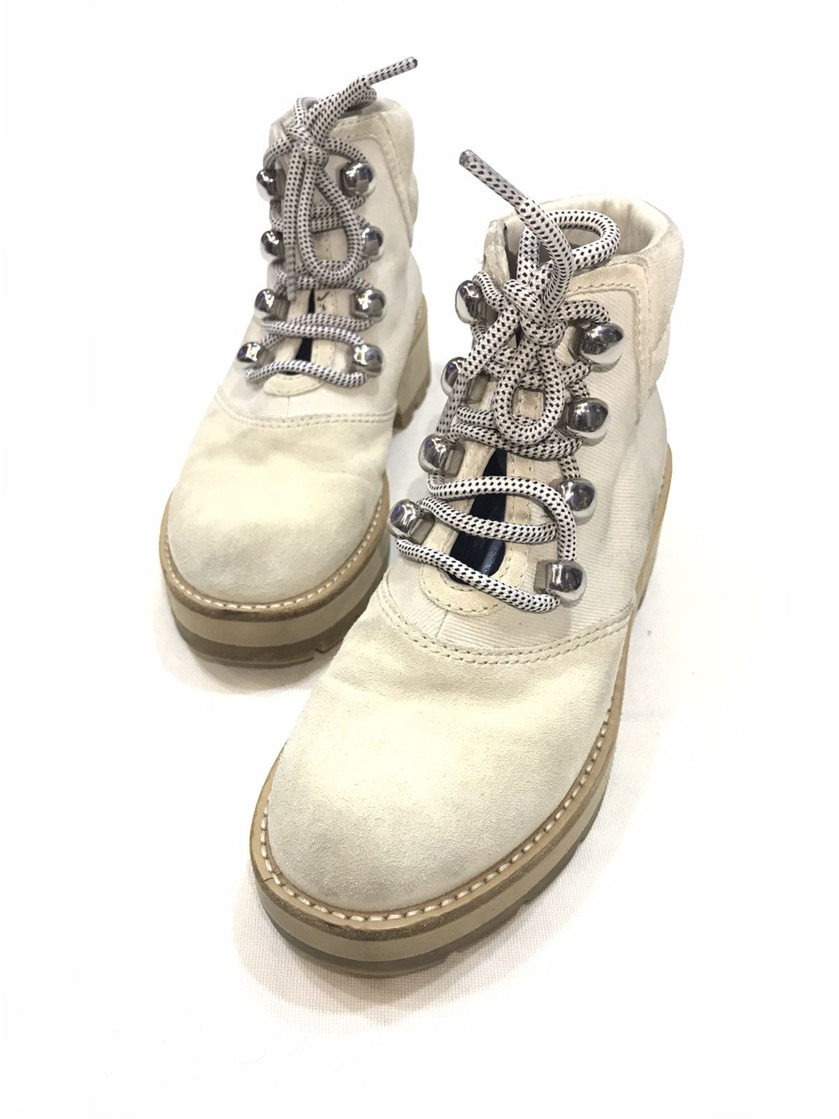 3.1 Phillip Lim PHILLIP LIM WOMEN DYLAN SUED COTTON-TWILL ANKLE BOOTS SHOES Size US 5.5 / EU 38 - 1 Thumbnail