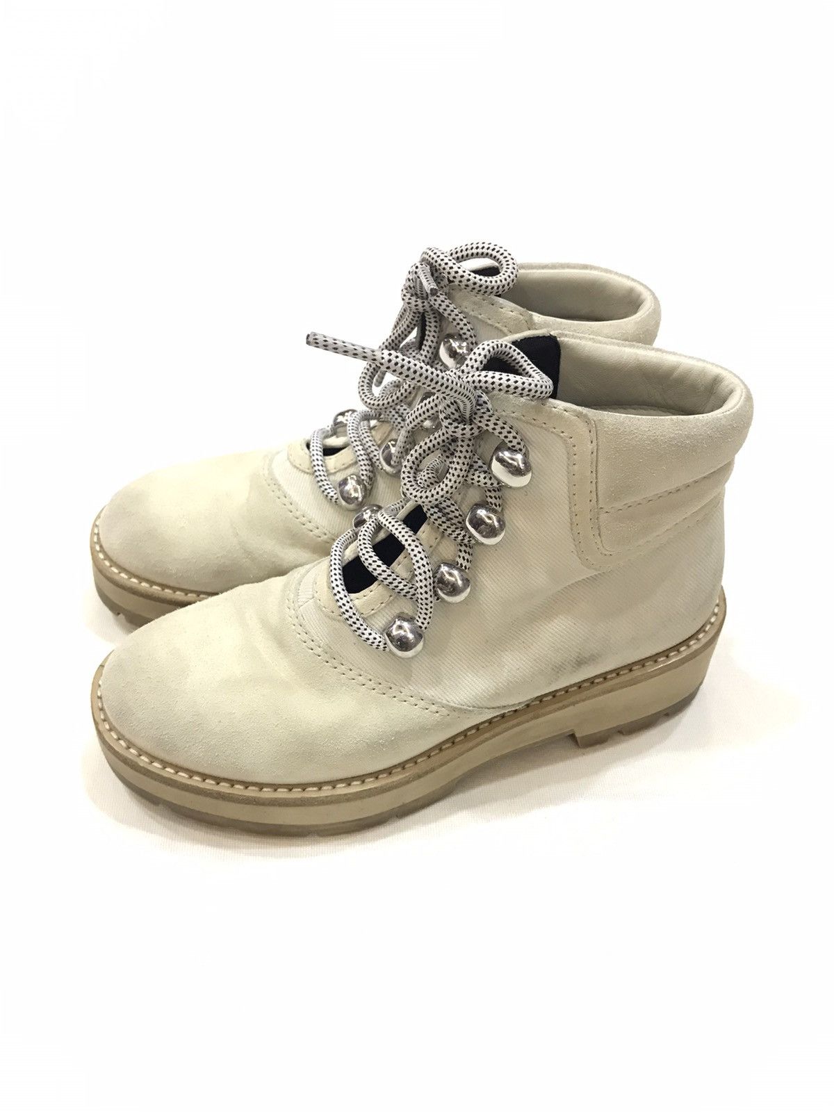3.1 Phillip Lim PHILLIP LIM WOMEN DYLAN SUED COTTON-TWILL ANKLE BOOTS SHOES Size US 5.5 / EU 38 - 5 Thumbnail