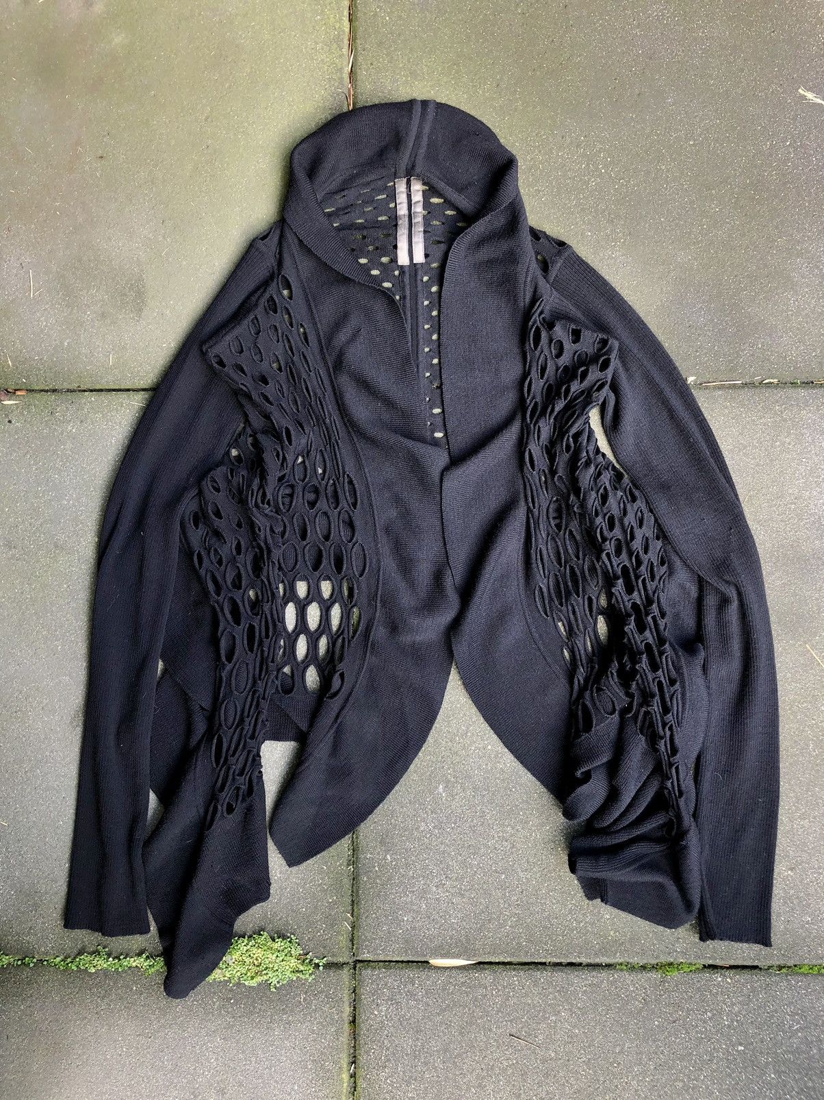Rick Owens Rick Owens ss08 “creatch” cut out mesh fishnet cardigan